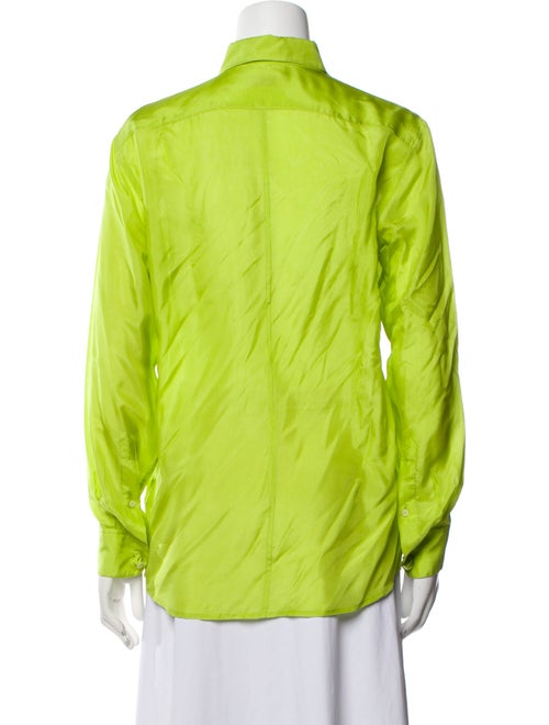 Dries Van Noten Silk Long Sleeve Button-Up Top
