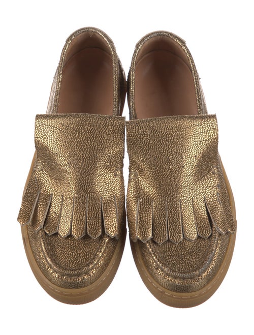 Dries Van Noten Leather Fringe Trim Accent Loafers