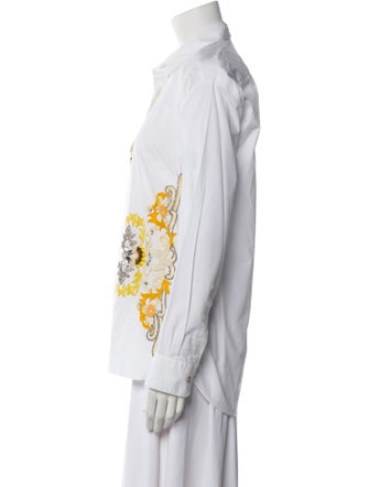 Dries Van Noten Graphic Print Long Sleeve Button-Up Top