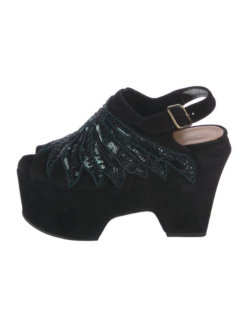 Dries Van Noten Suede Sequin Embellishments Slingback Pumps