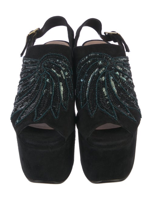 Dries Van Noten Suede Sequin Embellishments Slingback Pumps