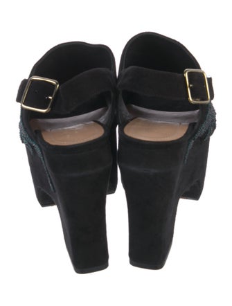 Dries Van Noten Suede Sequin Embellishments Slingback Pumps