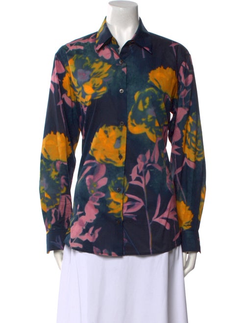 Dries Van Noten Floral Print Long Sleeve Button-Up Top