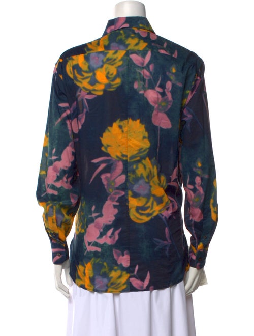 Dries Van Noten Floral Print Long Sleeve Button-Up Top