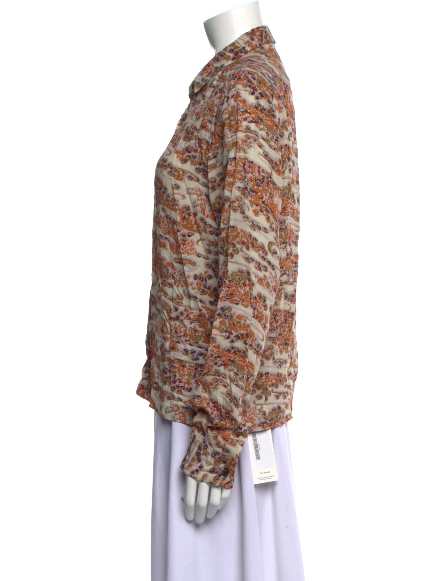 Dries Van Noten Printed Long Sleeve Button-Up Top