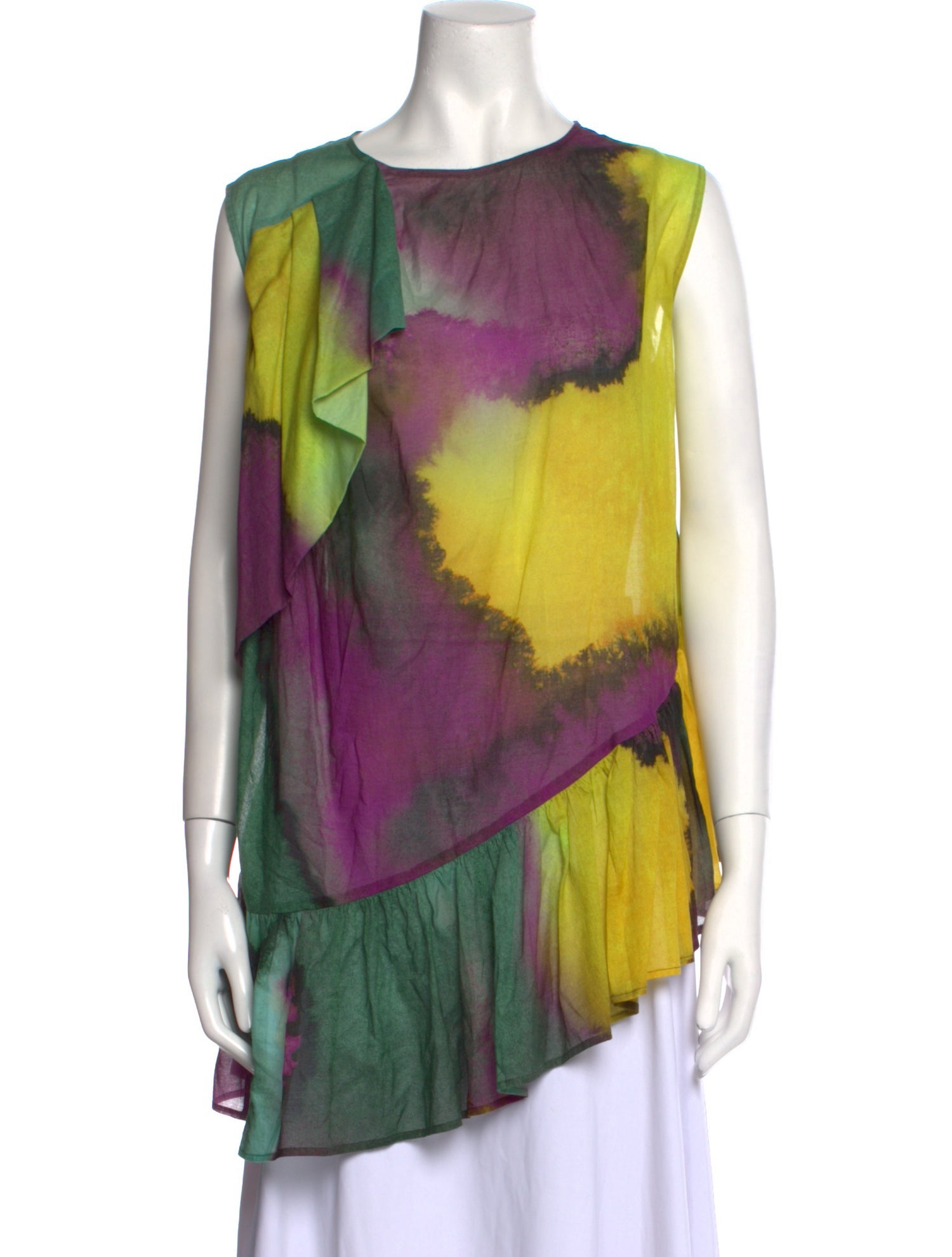 Dries Van Noten Tie-Dye Print Bateau Neckline Tunic