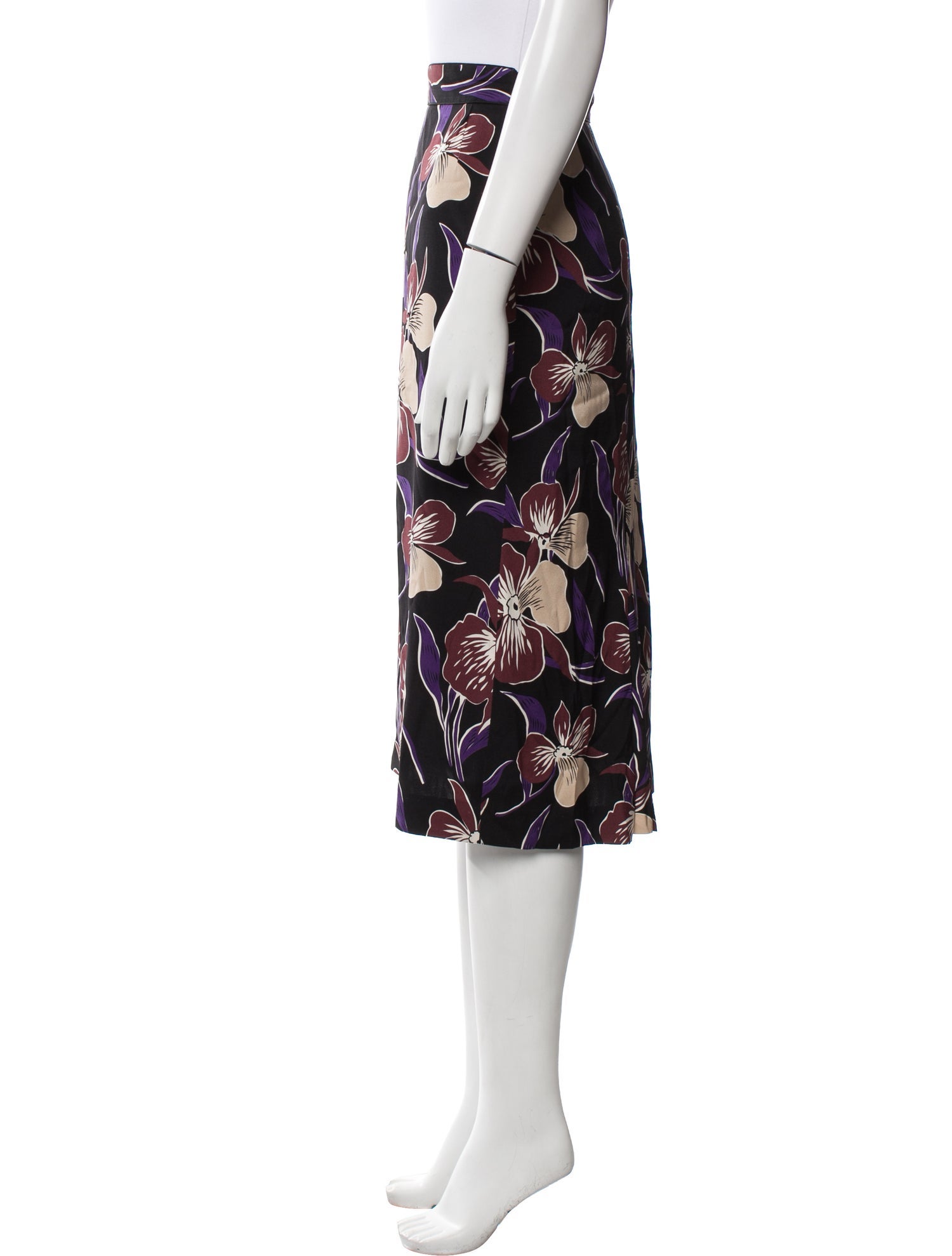 Dries Van Noten Silk Midi Length Skirt