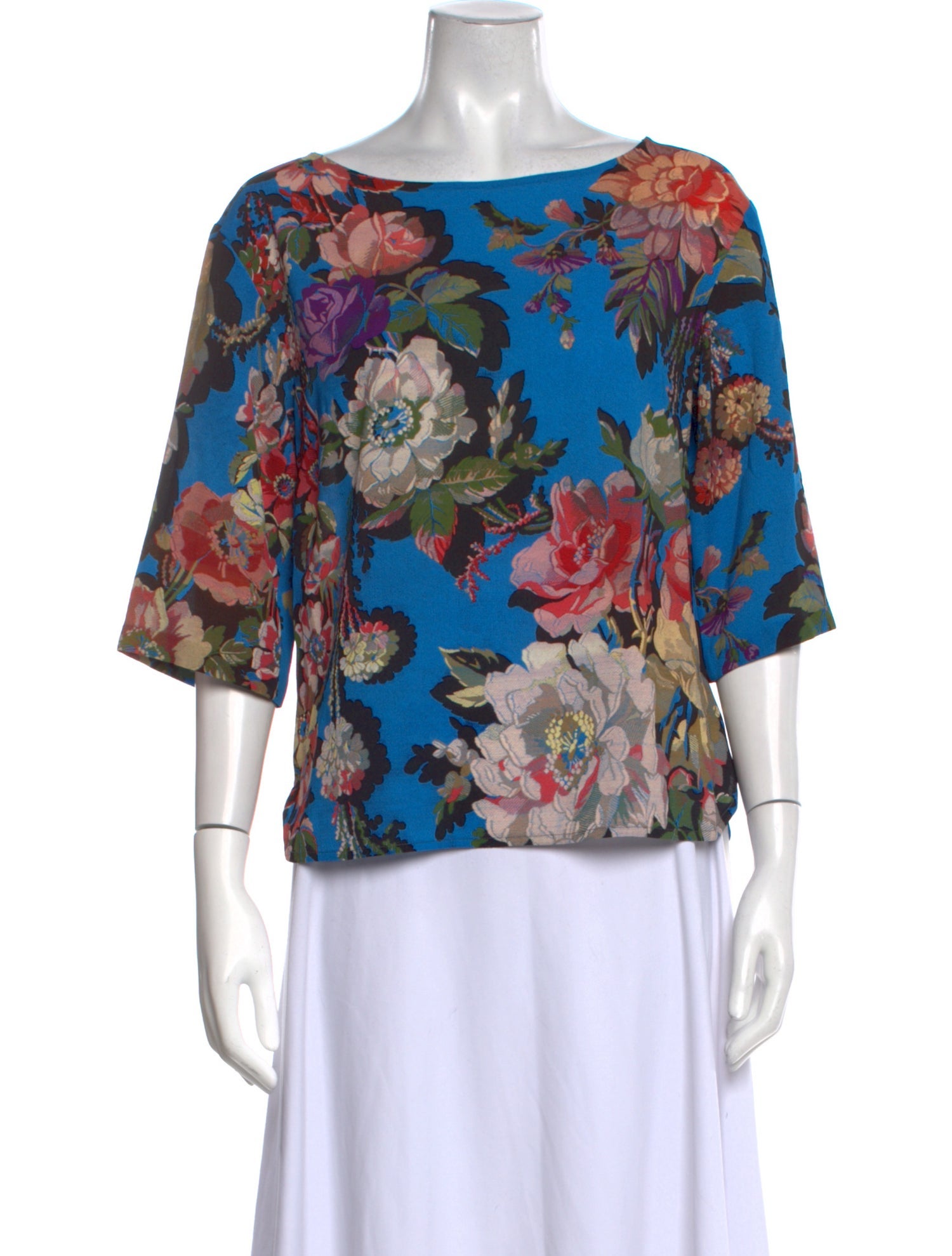 Dries Van Noten Floral Print Bateau Neckline Blouse