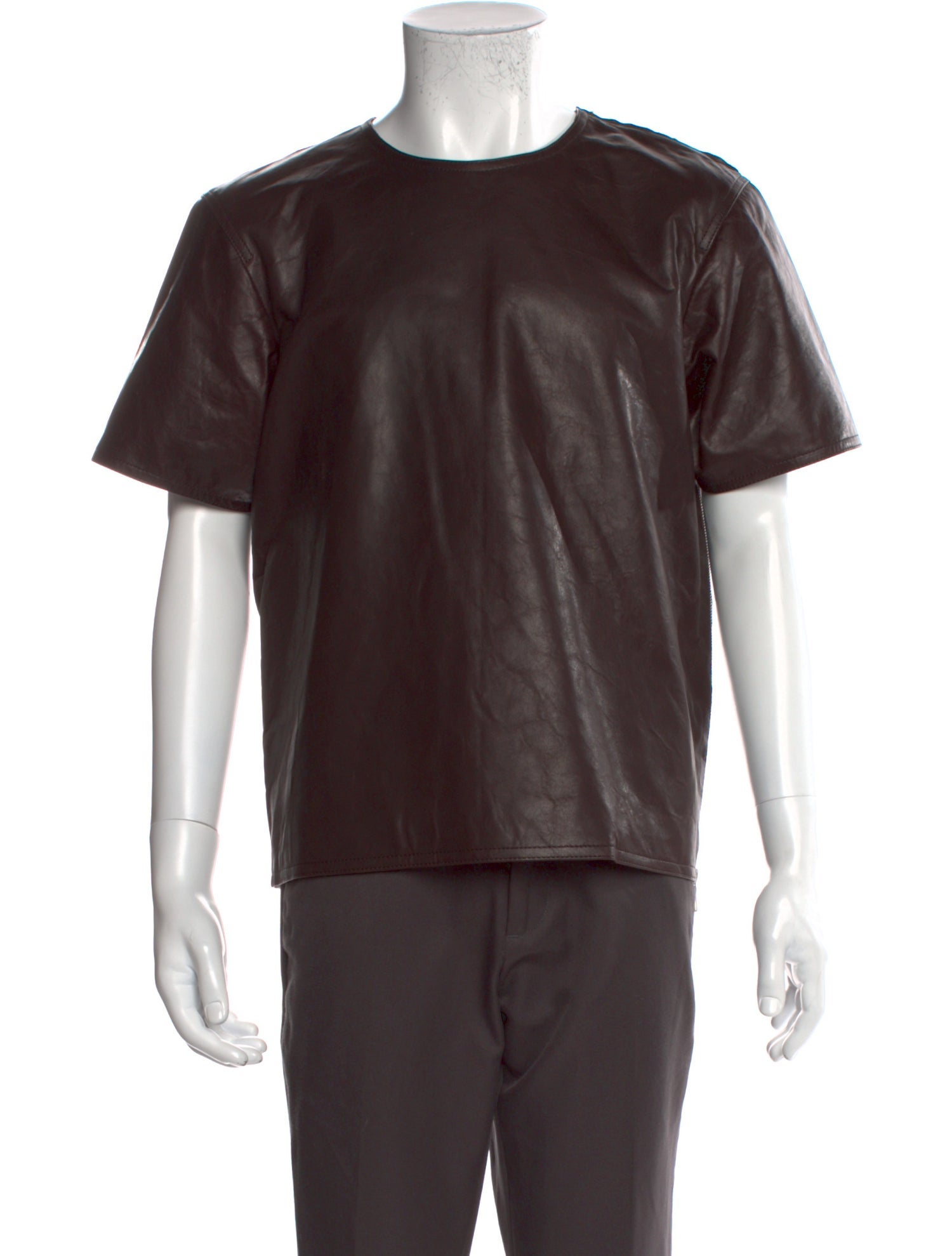 Dries Van Noten Leather Crew Neck T-Shirt