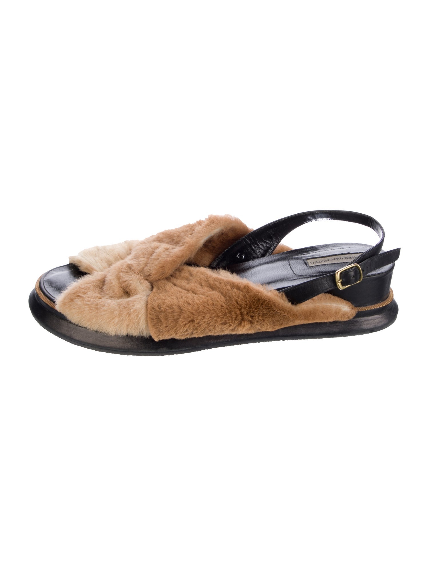 Dries Van Noten Fur Slingback Sandals