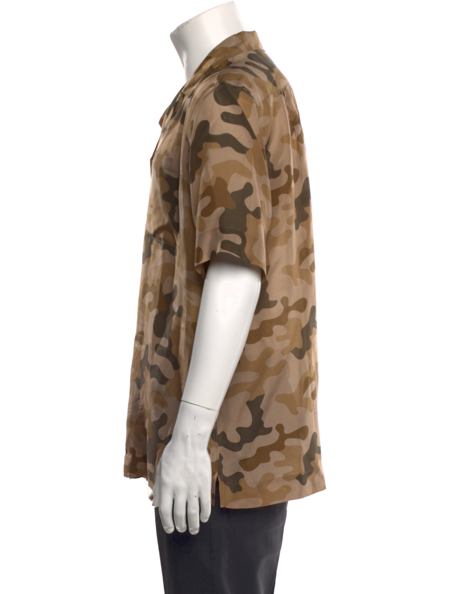 Dries Van Noten Silk Camouflage Print Shirt