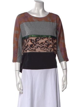 Dries Van Noten Printed Bateau Neckline Top