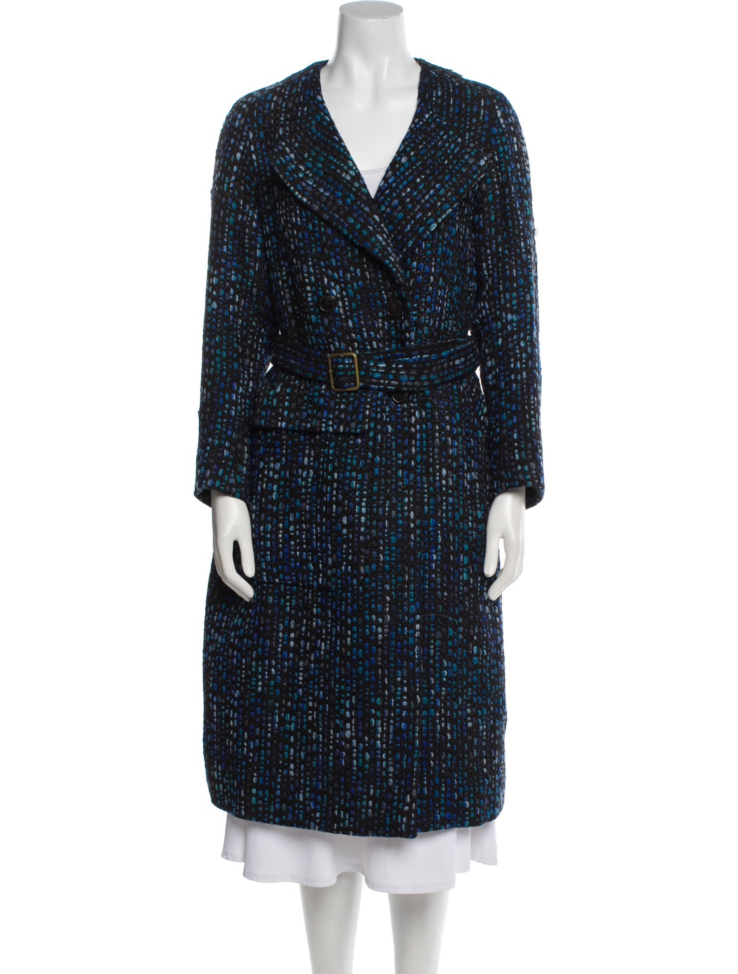 Dries Van Noten Wool Tweed Pattern Coat