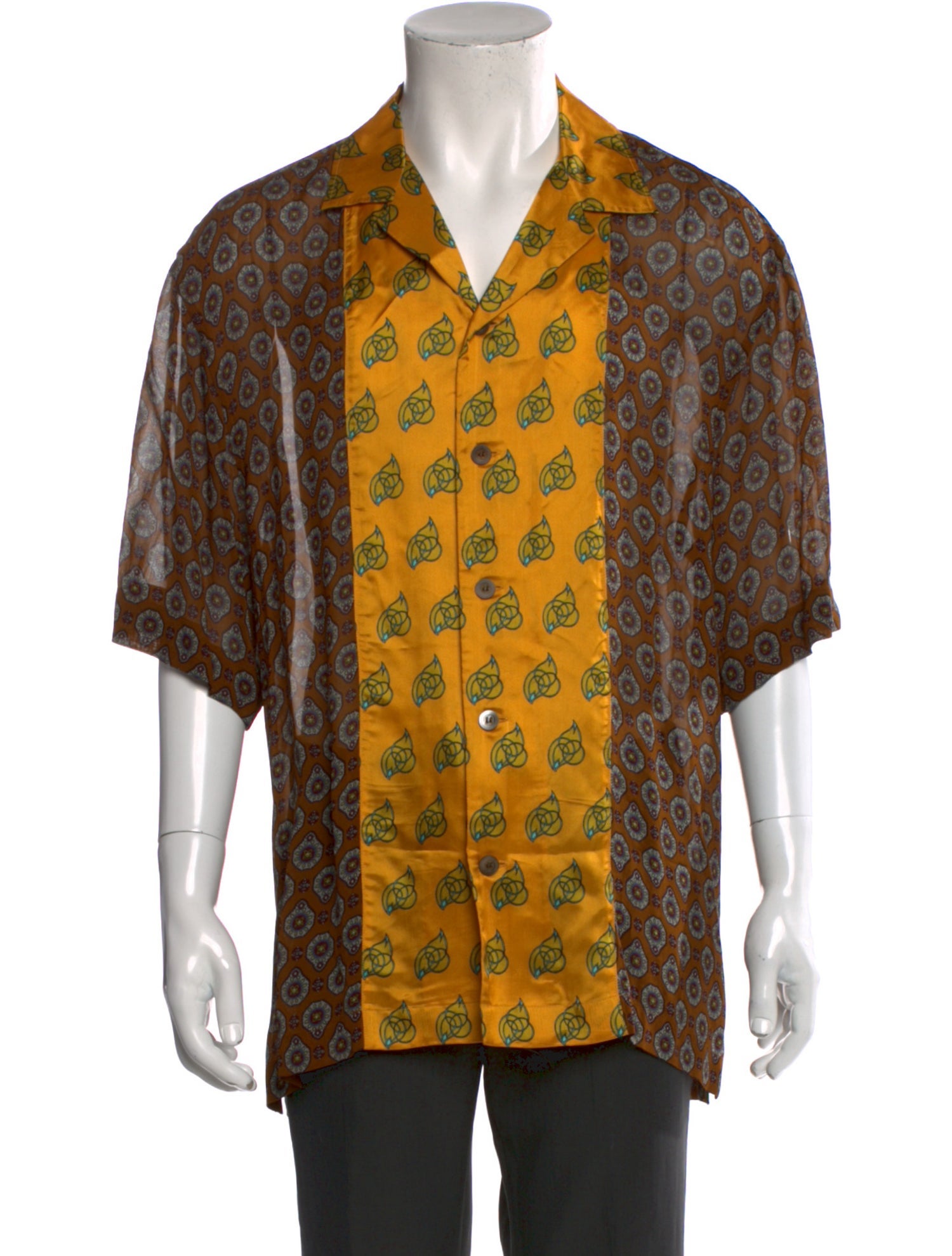 Dries Van Noten Printed Three-Quarter Sleeve Shirt