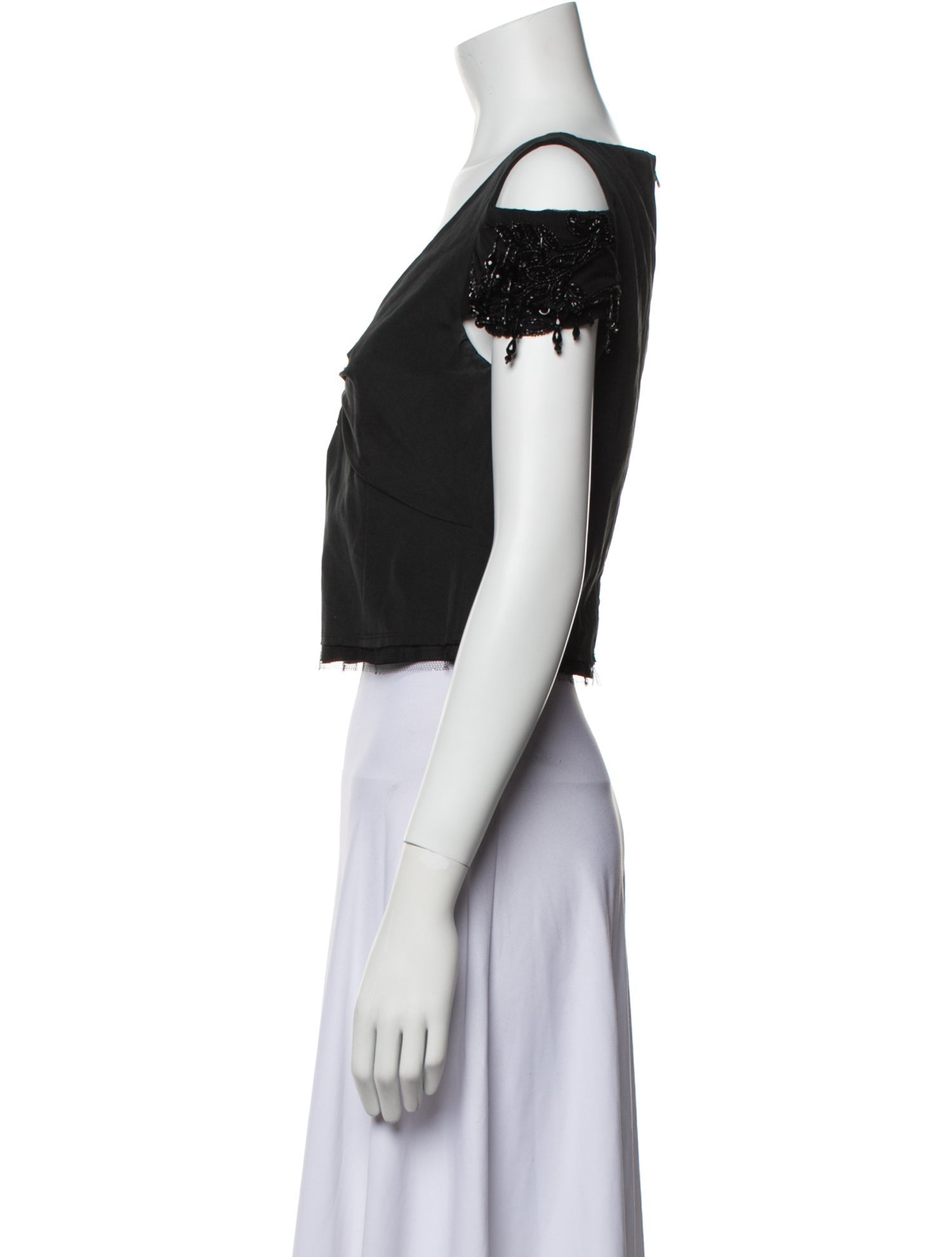 Dries Van Noten V-Neck Short Sleeve Crop Top