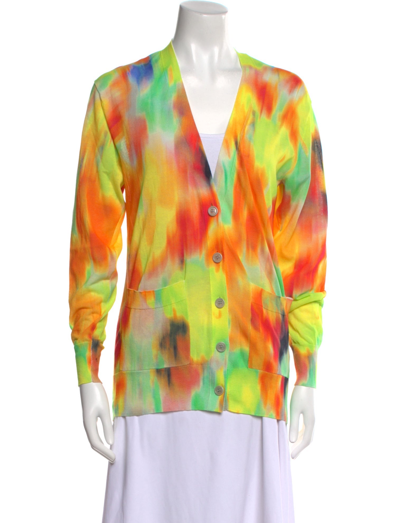 Dries Van Noten Tie-Dye Print V-Neck Sweater