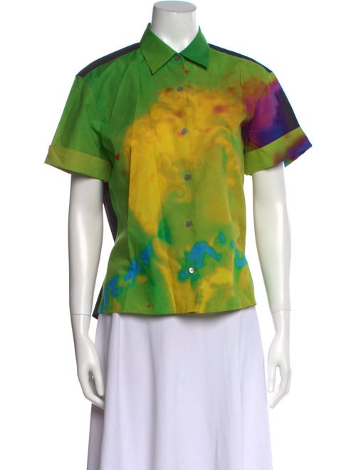 Dries Van Noten x Len Lye Printed Short Sleeve Button-Up Top