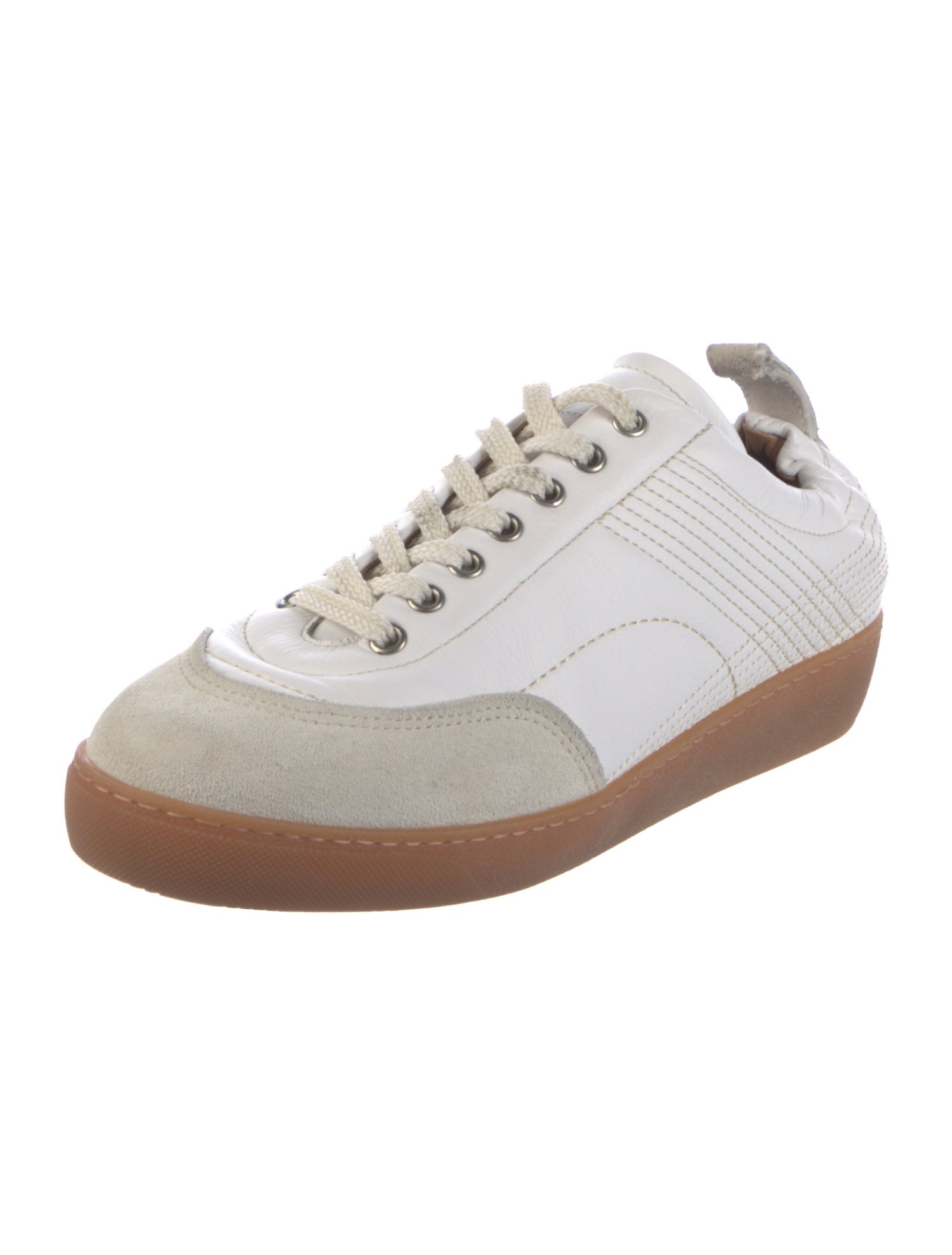 Dries Van Noten Leather Colorblock Pattern Sneakers