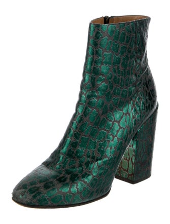 Dries Van Noten Leather Animal Print Boots