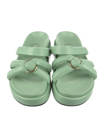 Dries Van Noten Puffy Strap Leather Slides