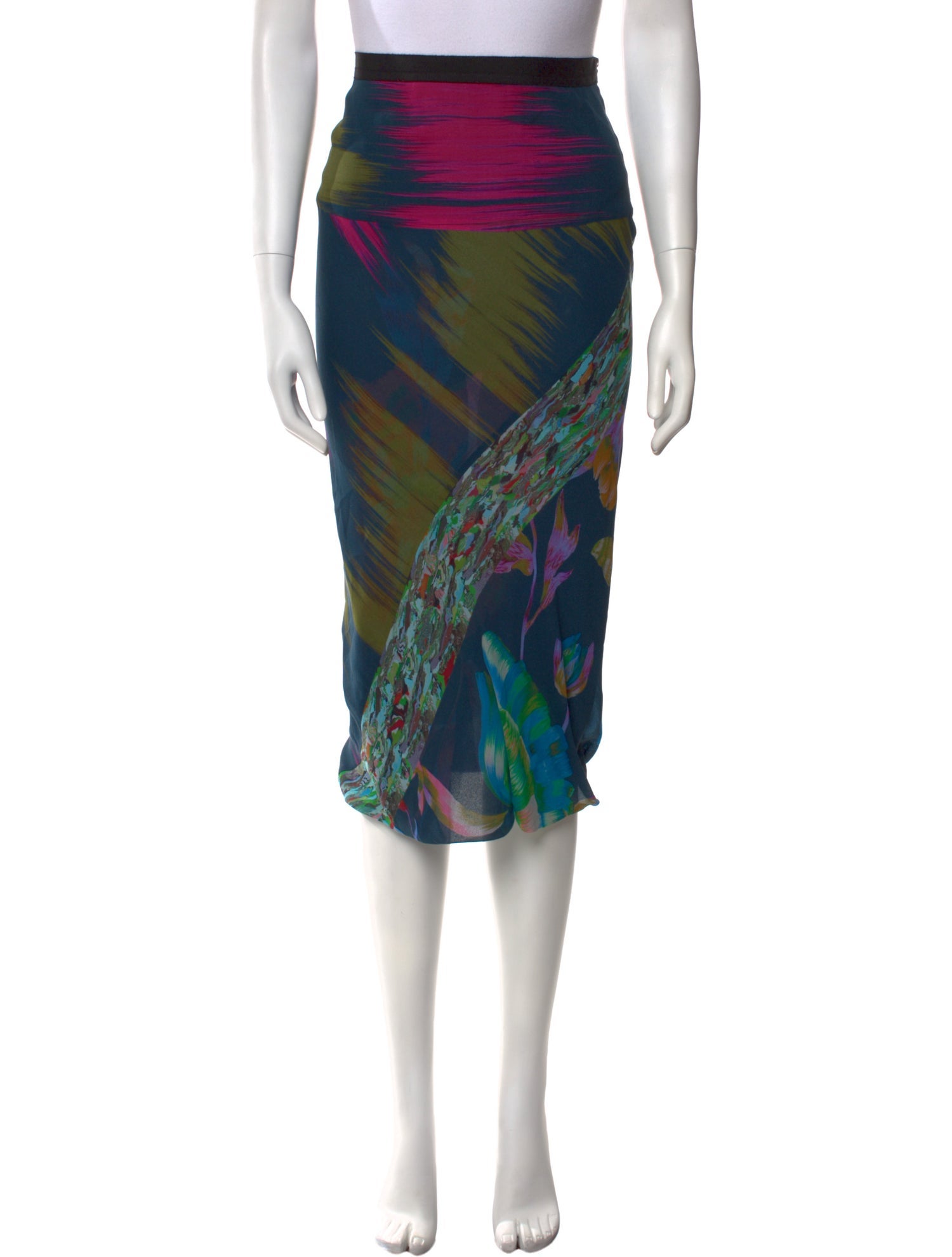 Dries Van Noten Silk Midi Length Skirt