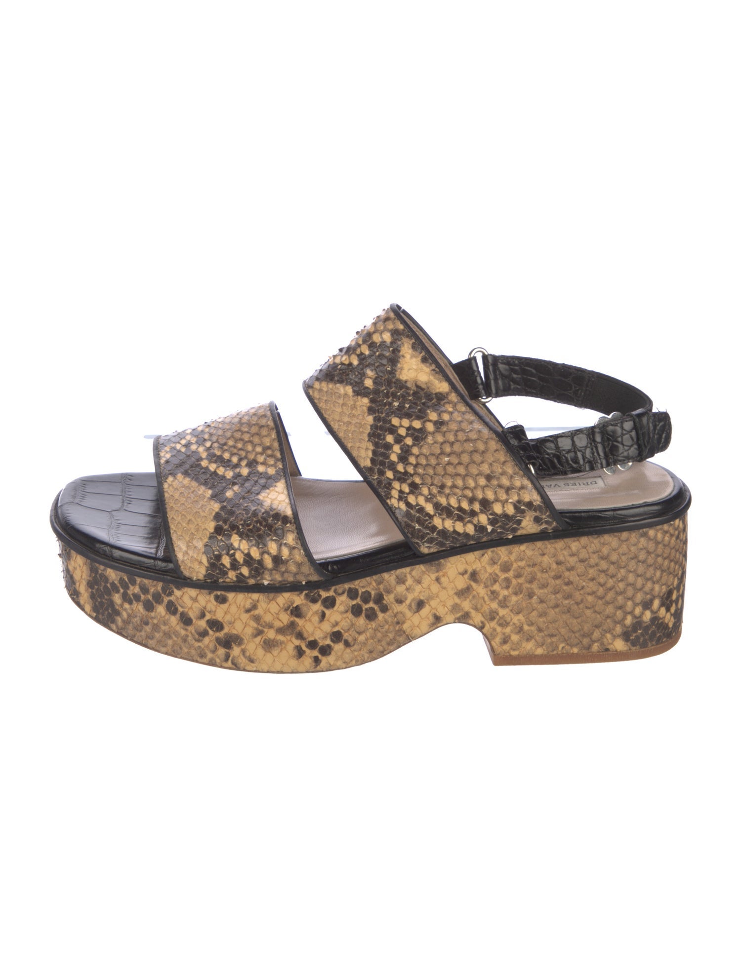 Dries Van Noten Snakeskin Animal Print Slingback Sandals