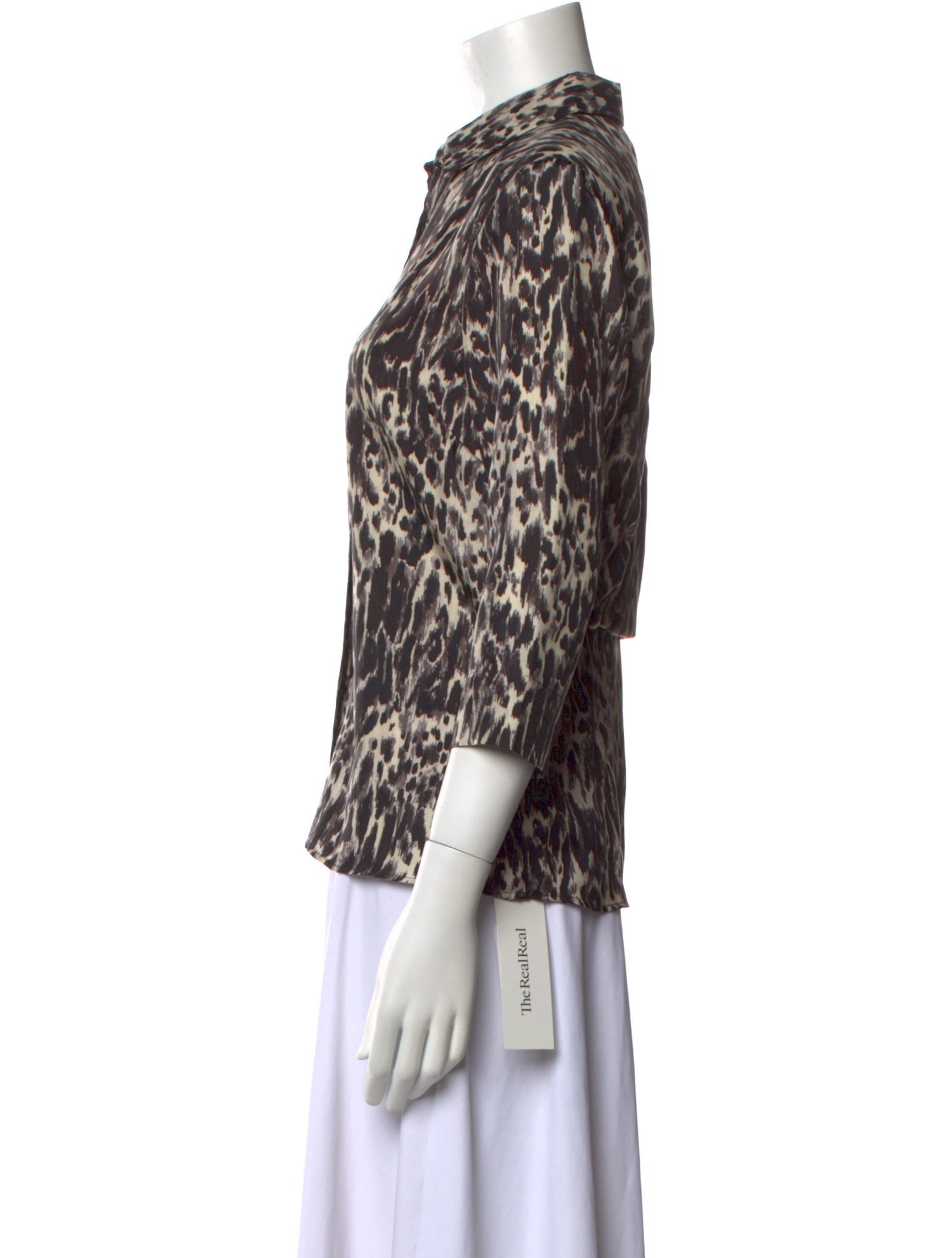 Dries Van Noten Silk Animal Print Button-Up Top