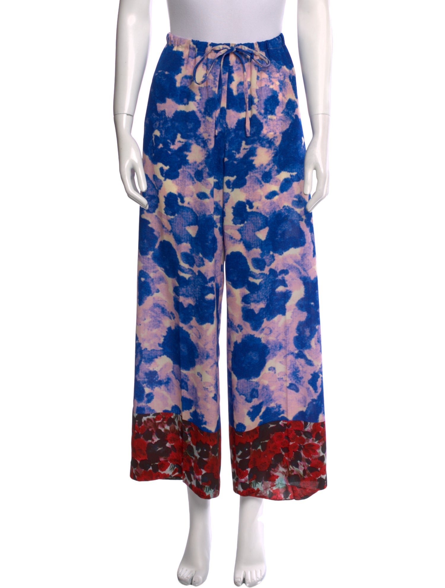 Dries Van Noten Floral Print Wide Leg Pants