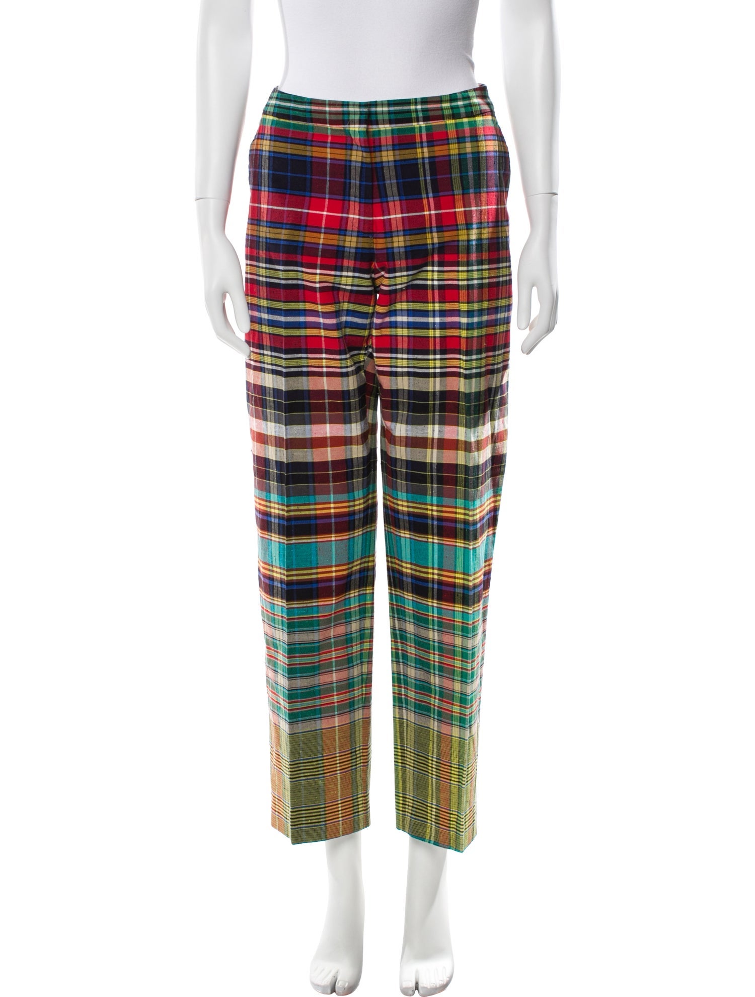 Dries Van Noten Plaid Print Straight Leg Pants