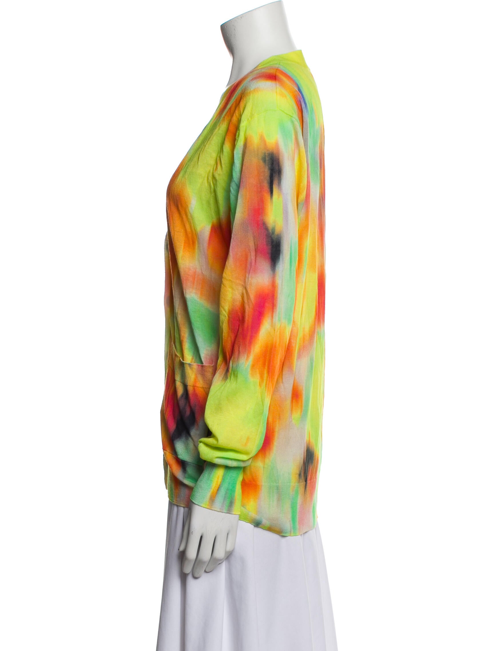 Dries Van Noten Tie-Dye Print V-Neck Sweater