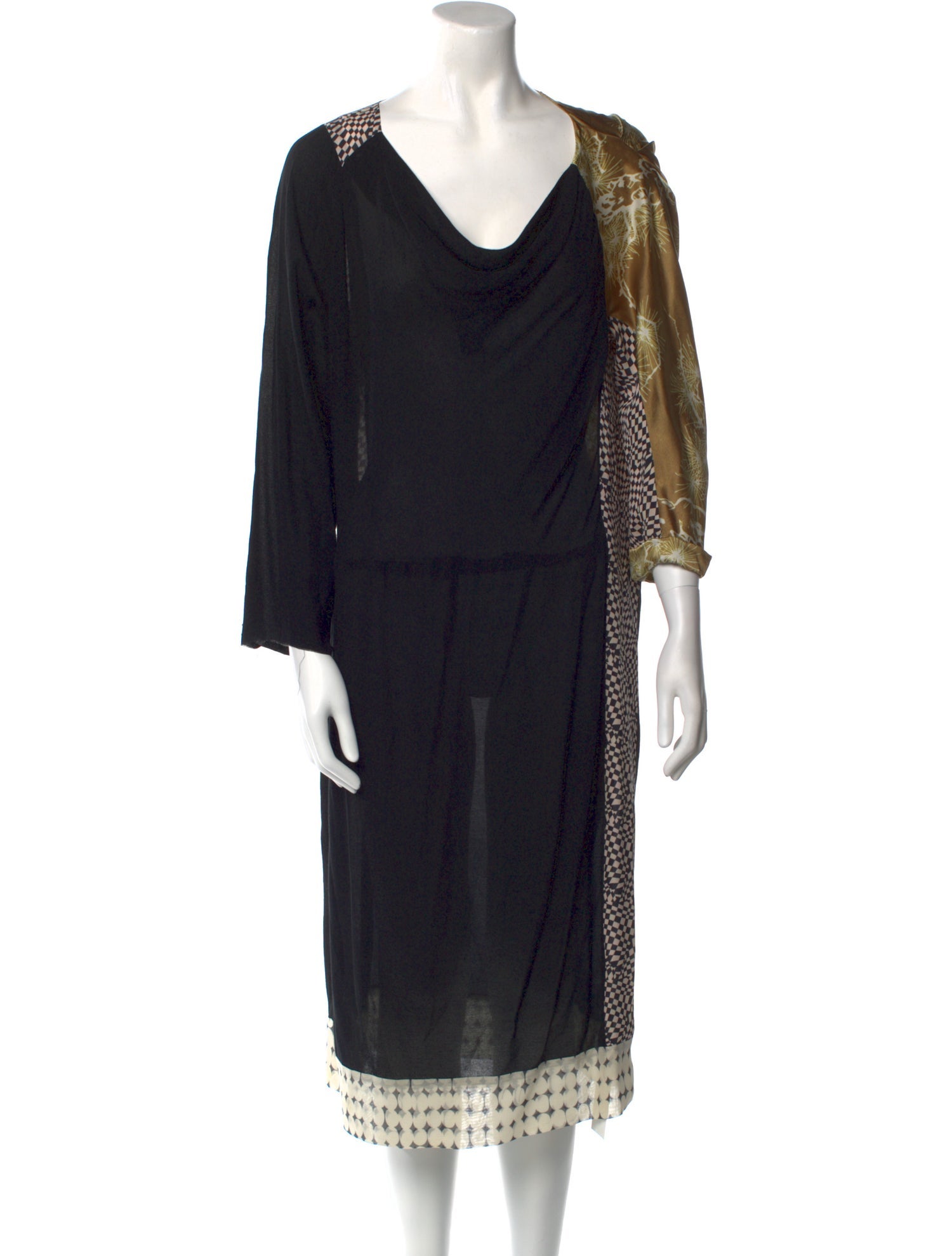 Dries Van Noten Cowl Neck Midi Length Dress