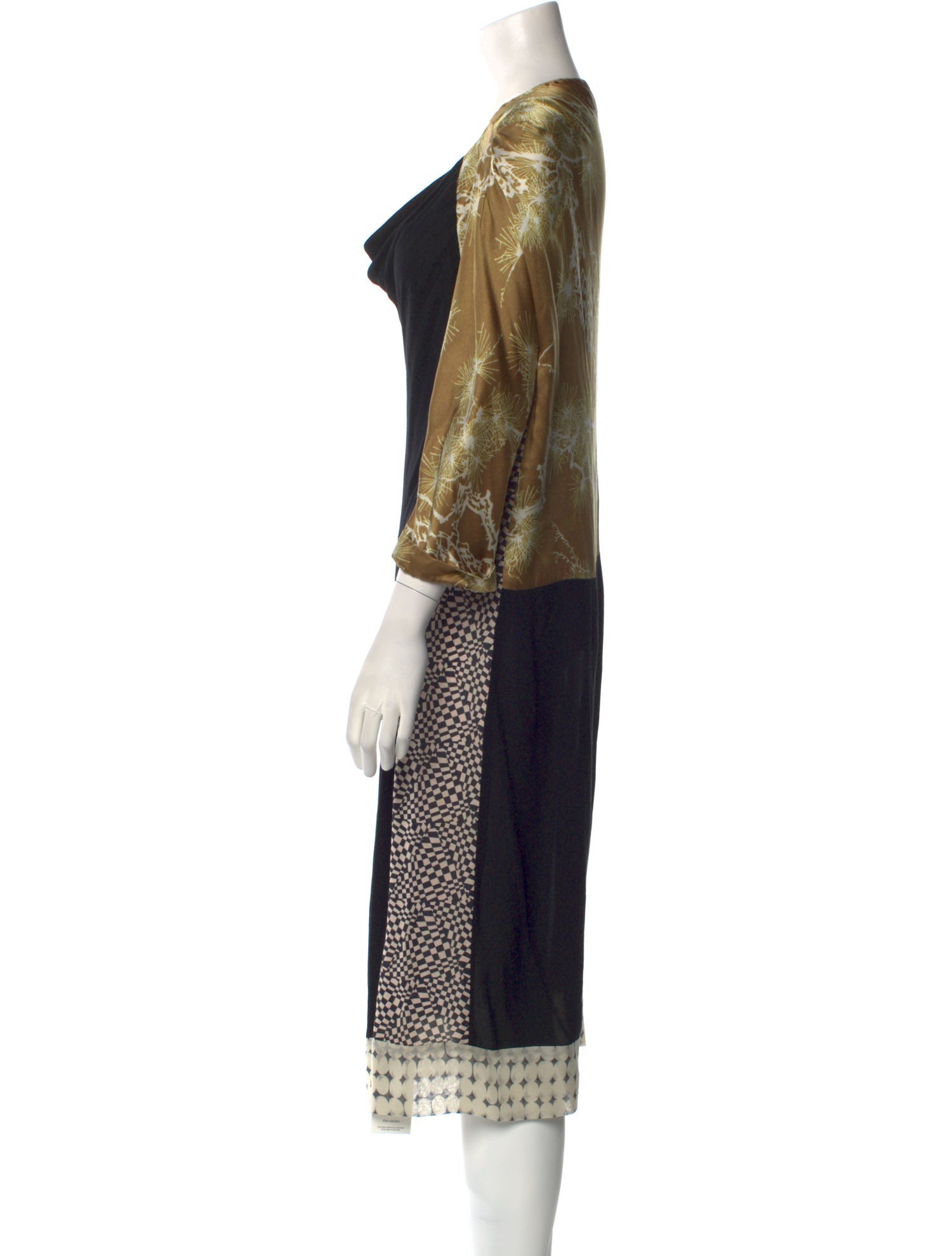 Dries Van Noten Cowl Neck Midi Length Dress