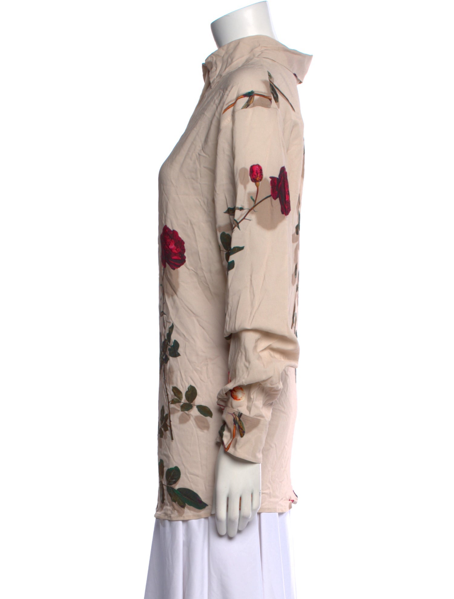 Dries Van Noten Floral Print Long Sleeve Button-Up Top