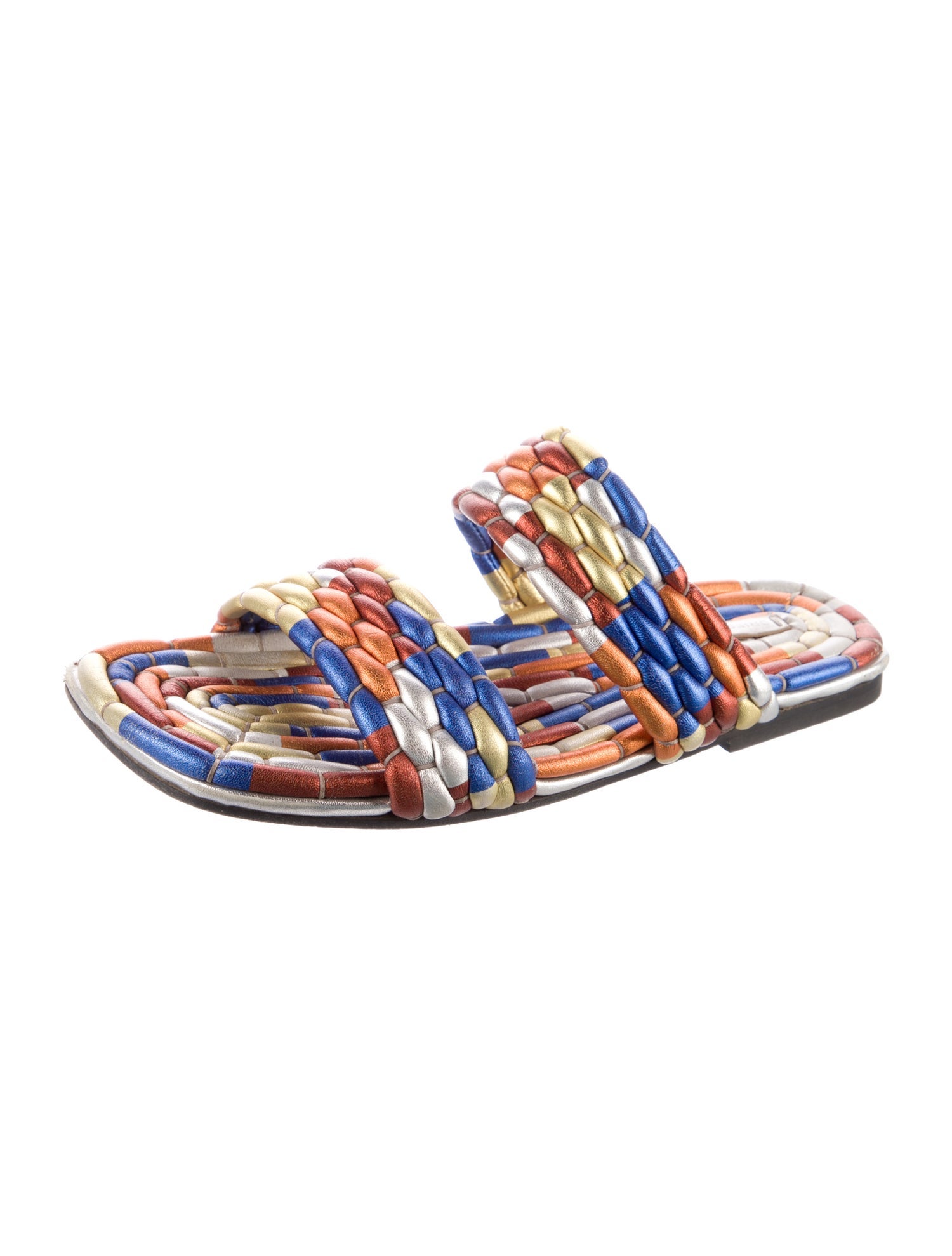 Dries Van Noten Leather Printed Slides