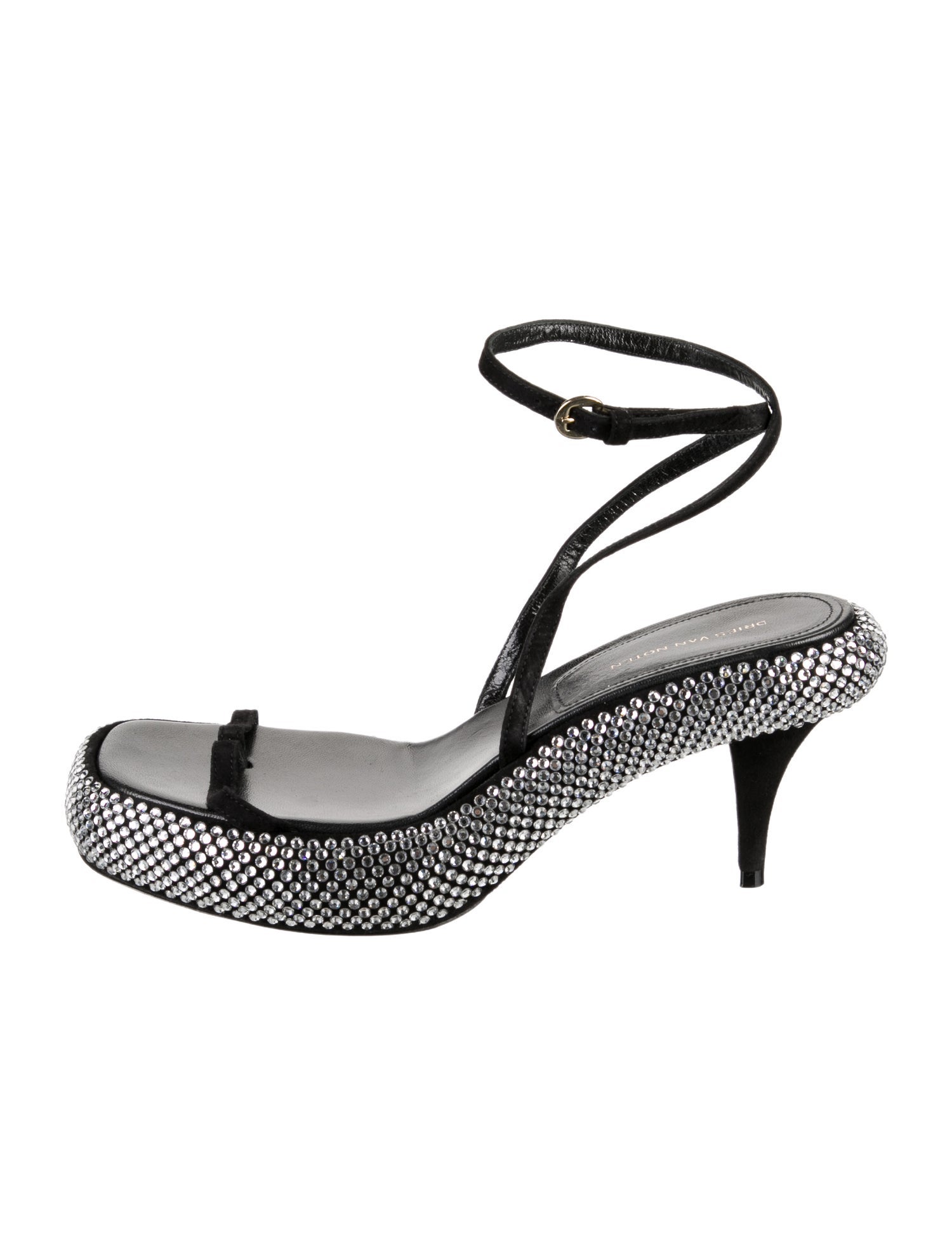 Dries Van Noten Suede Crystal Embellishments Sandals
