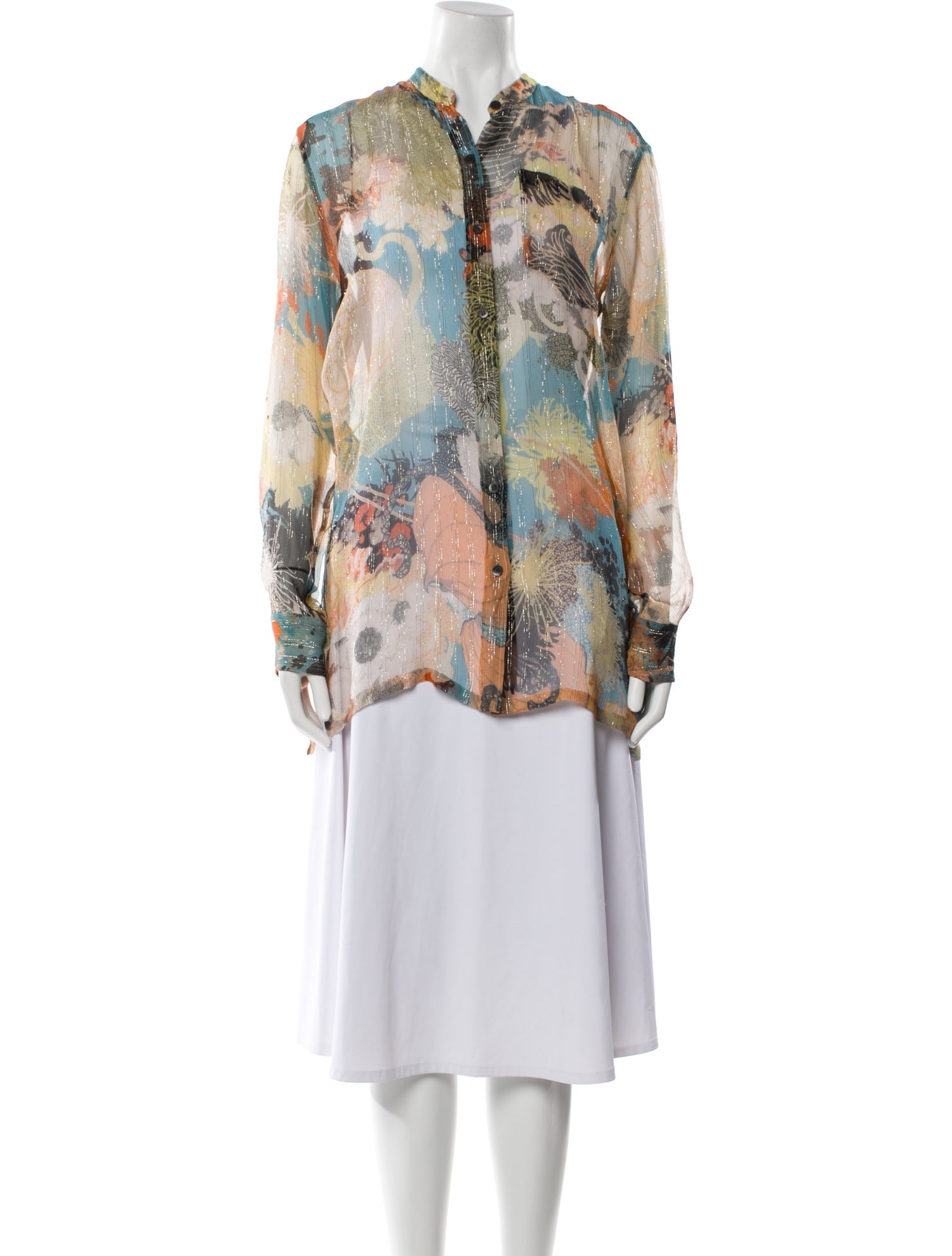 Dries Van Noten Silk Printed Button-Up Top