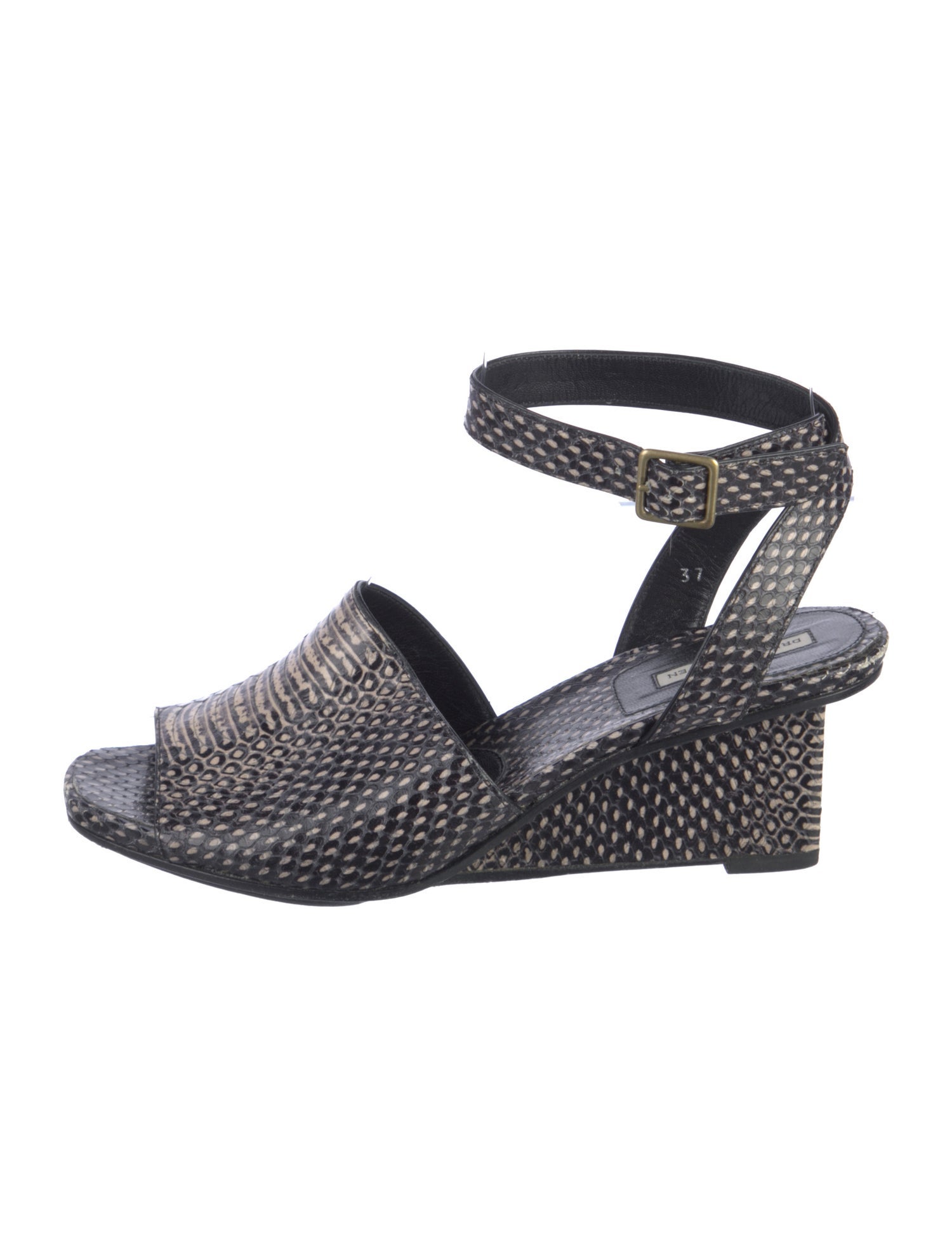 Dries Van Noten Leather Printed Slingback Sandals