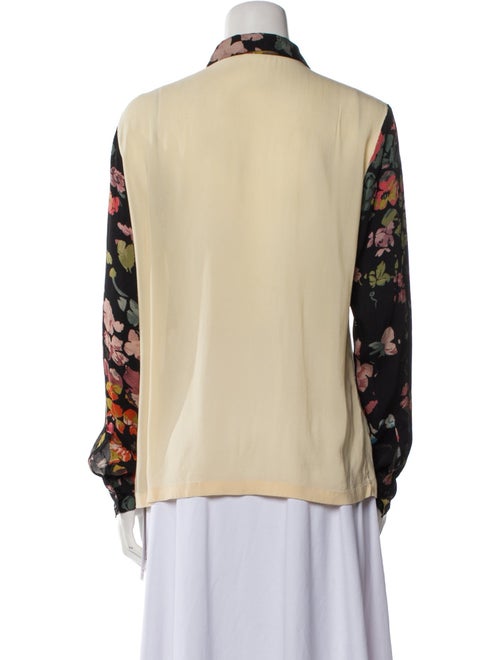 Dries Van Noten Silk Floral Print Button-Up Top