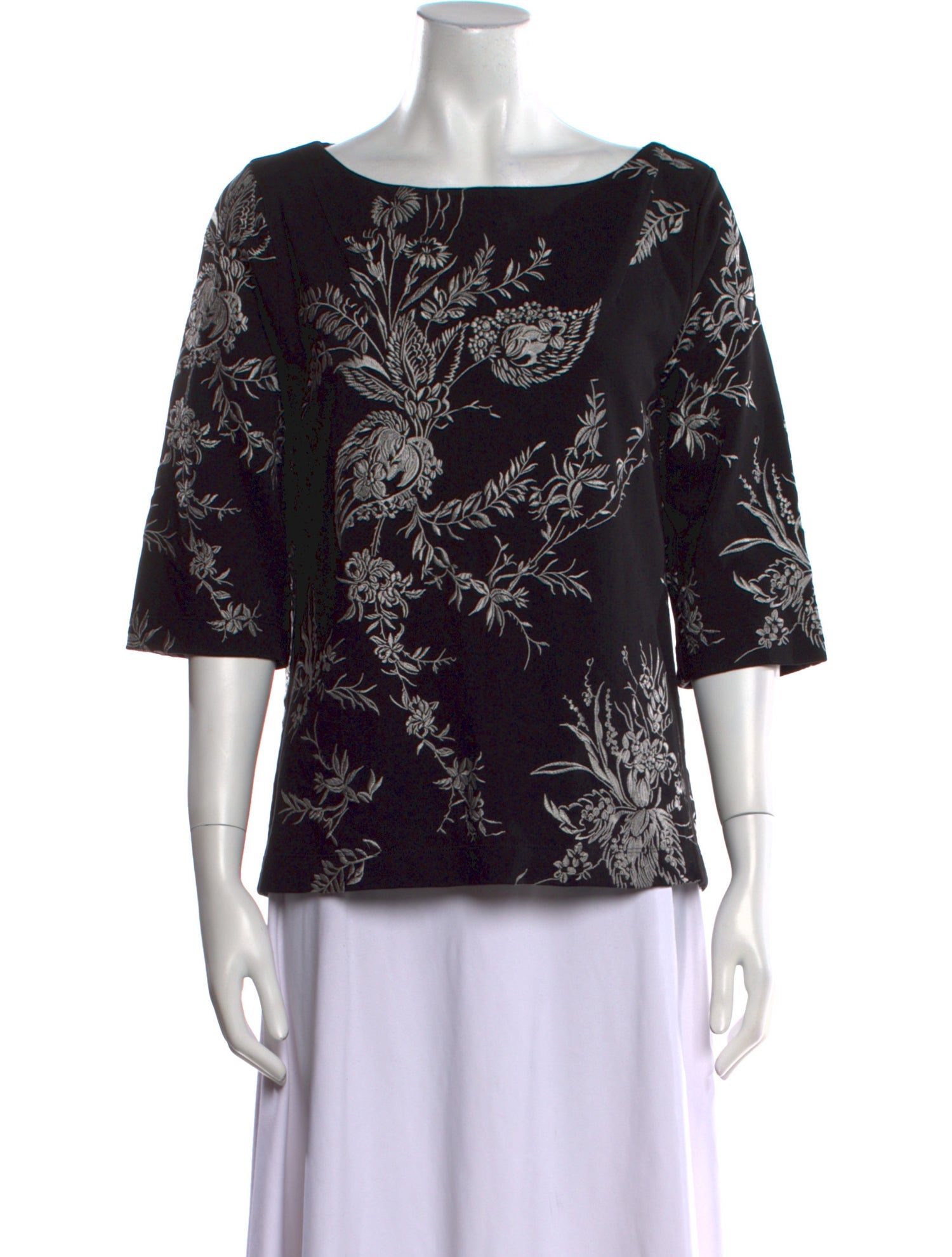 Dries Van Noten Floral Print Bateau Neckline Blouse