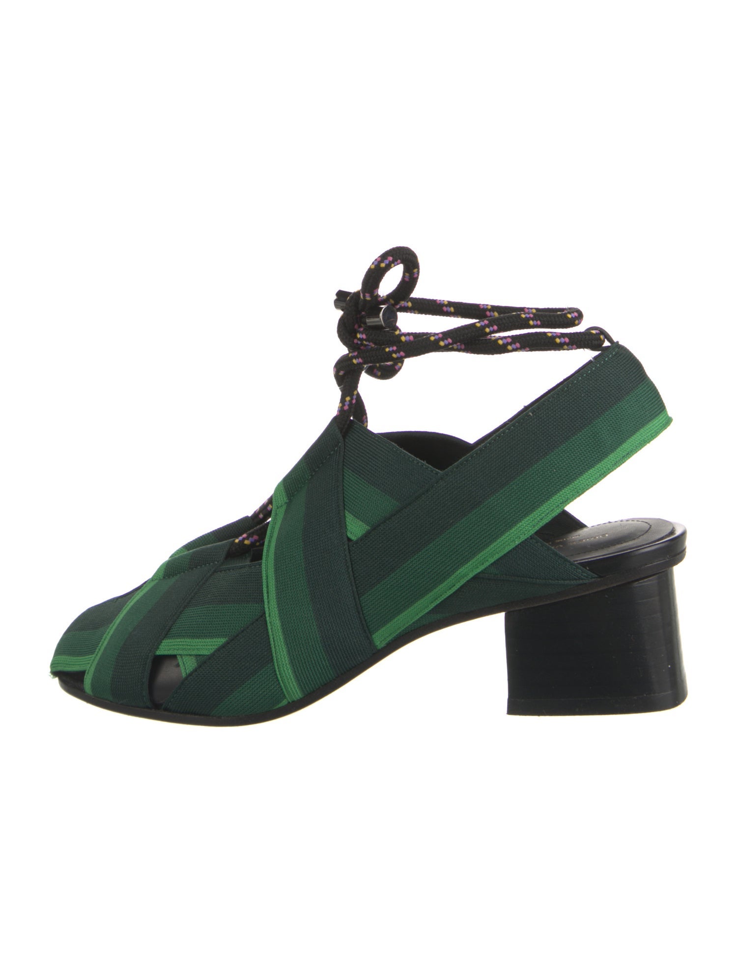 Dries Van Noten Canvas Colorblock Pattern Slingback Pumps