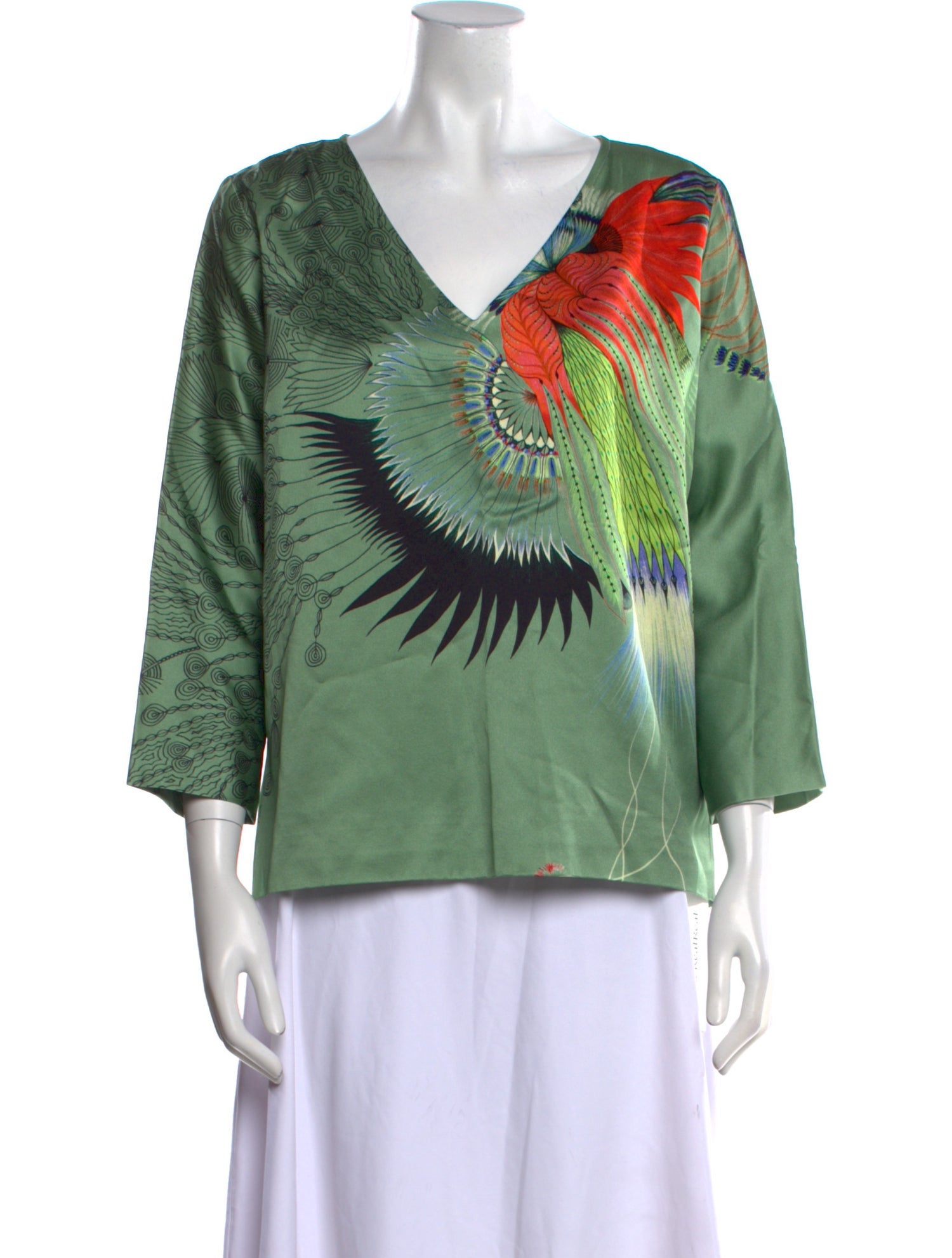 Dries Van Noten Printed V-Neck Blouse