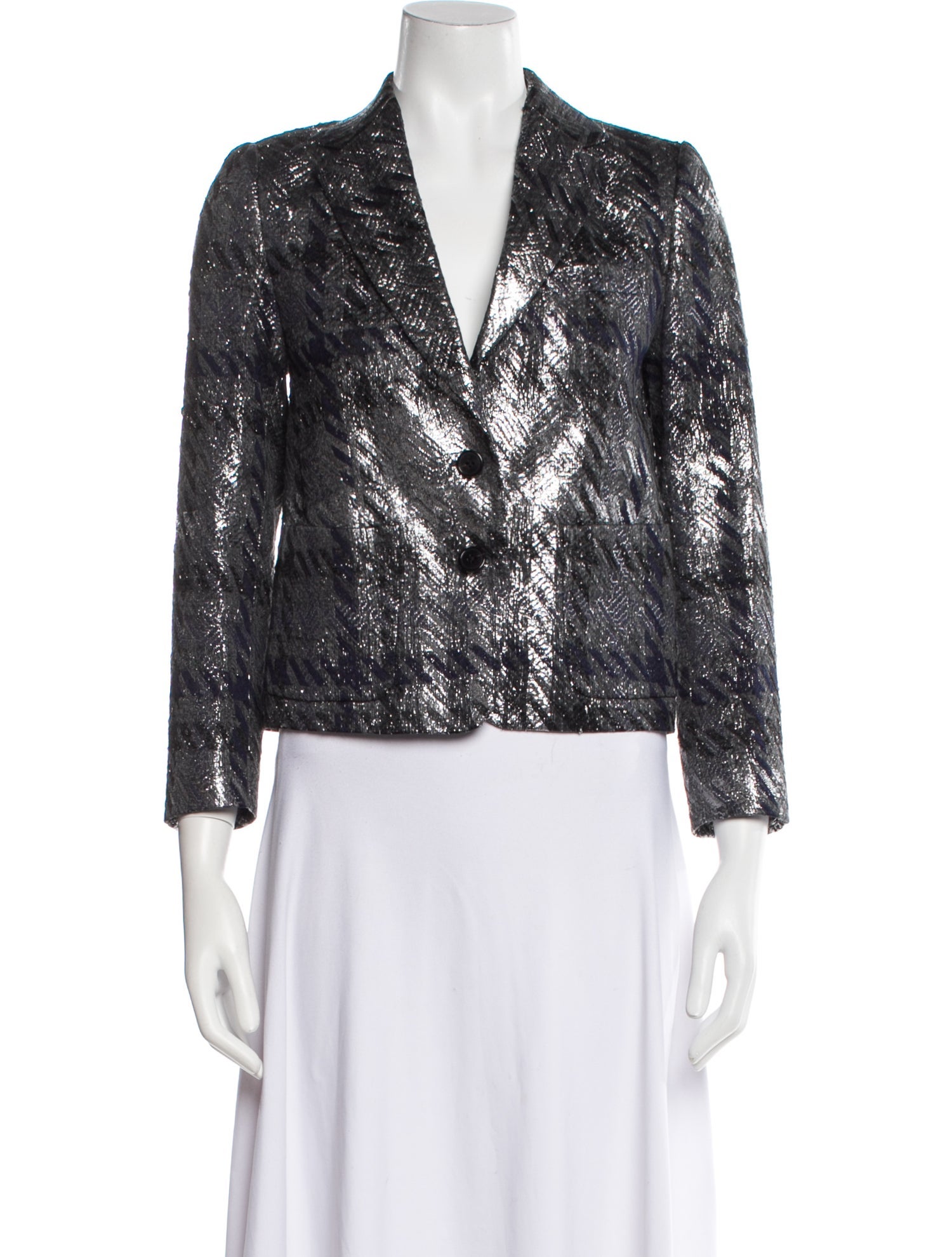 Dries Van Noten Linen Plaid Print Evening Jacket