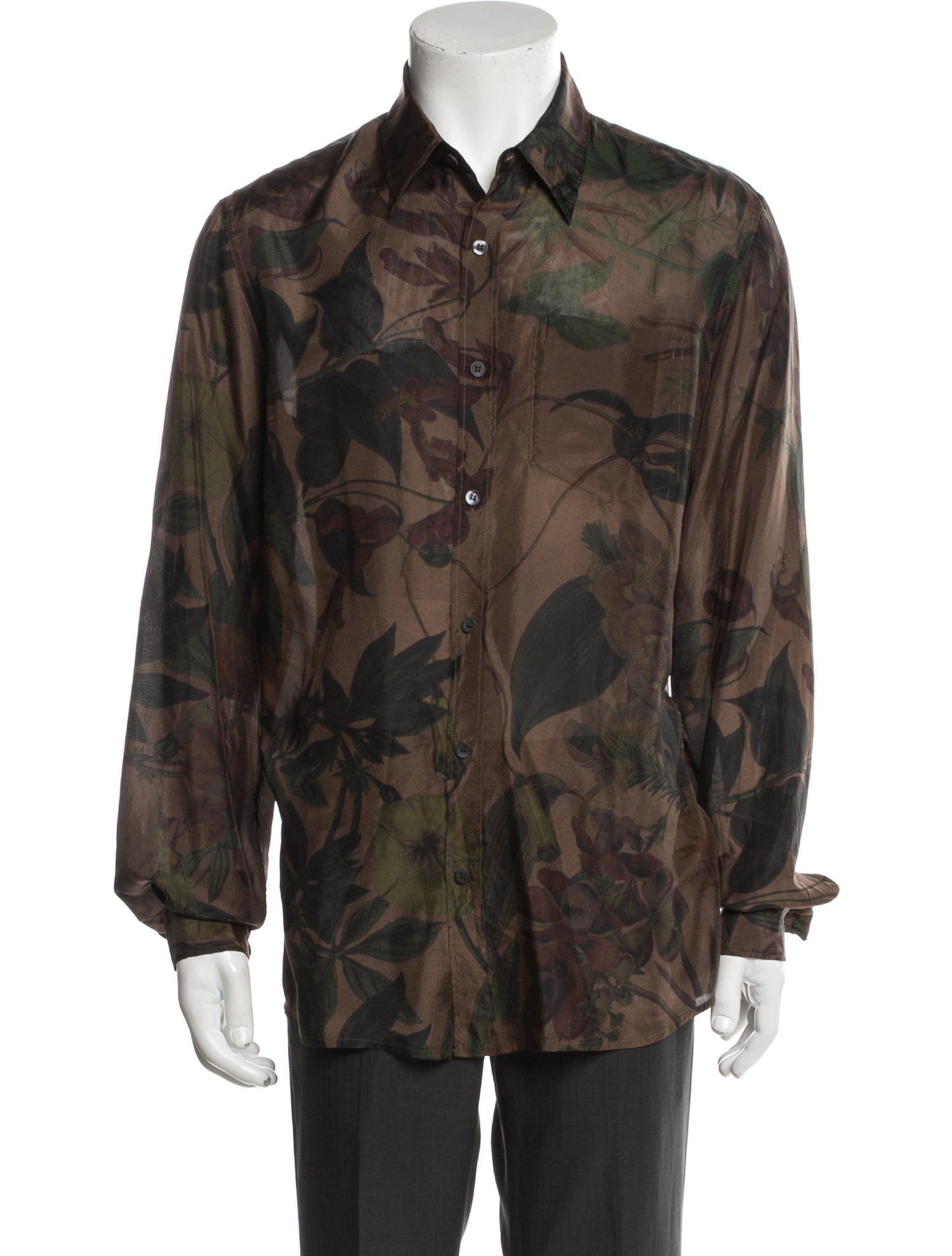 Dries Van Noten Silk Floral Print Shirt