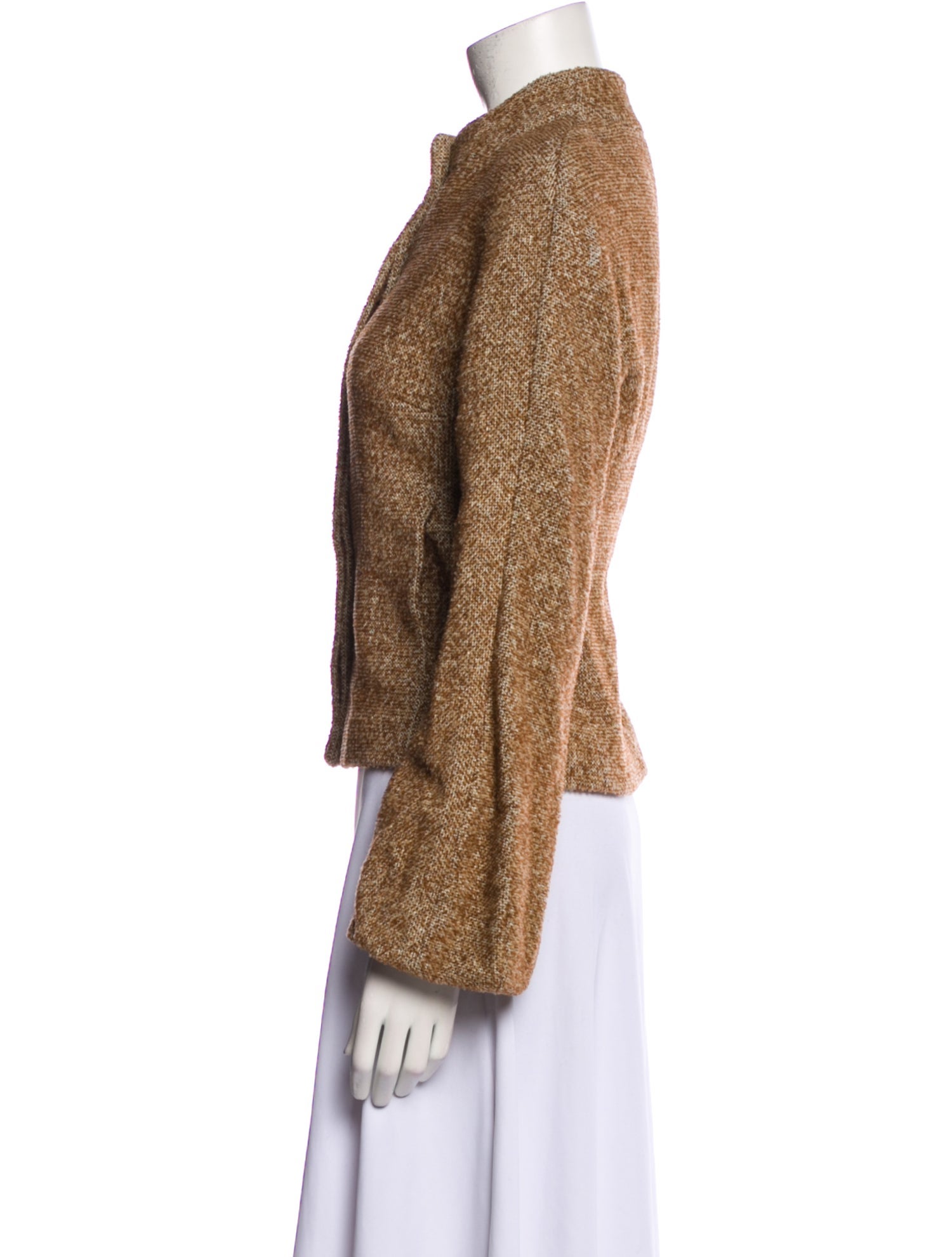 Dries Van Noten Wool Tweed Pattern Faux Fur Jacket
