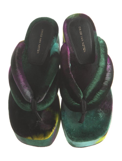 Dries Van Noten Velvet Tie-Dye Print Slides