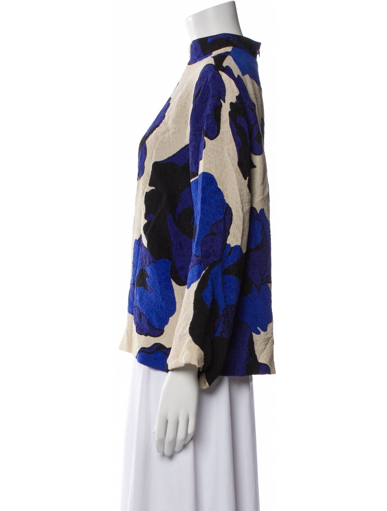 Dries Van Noten Printed Mock Neck Blouse