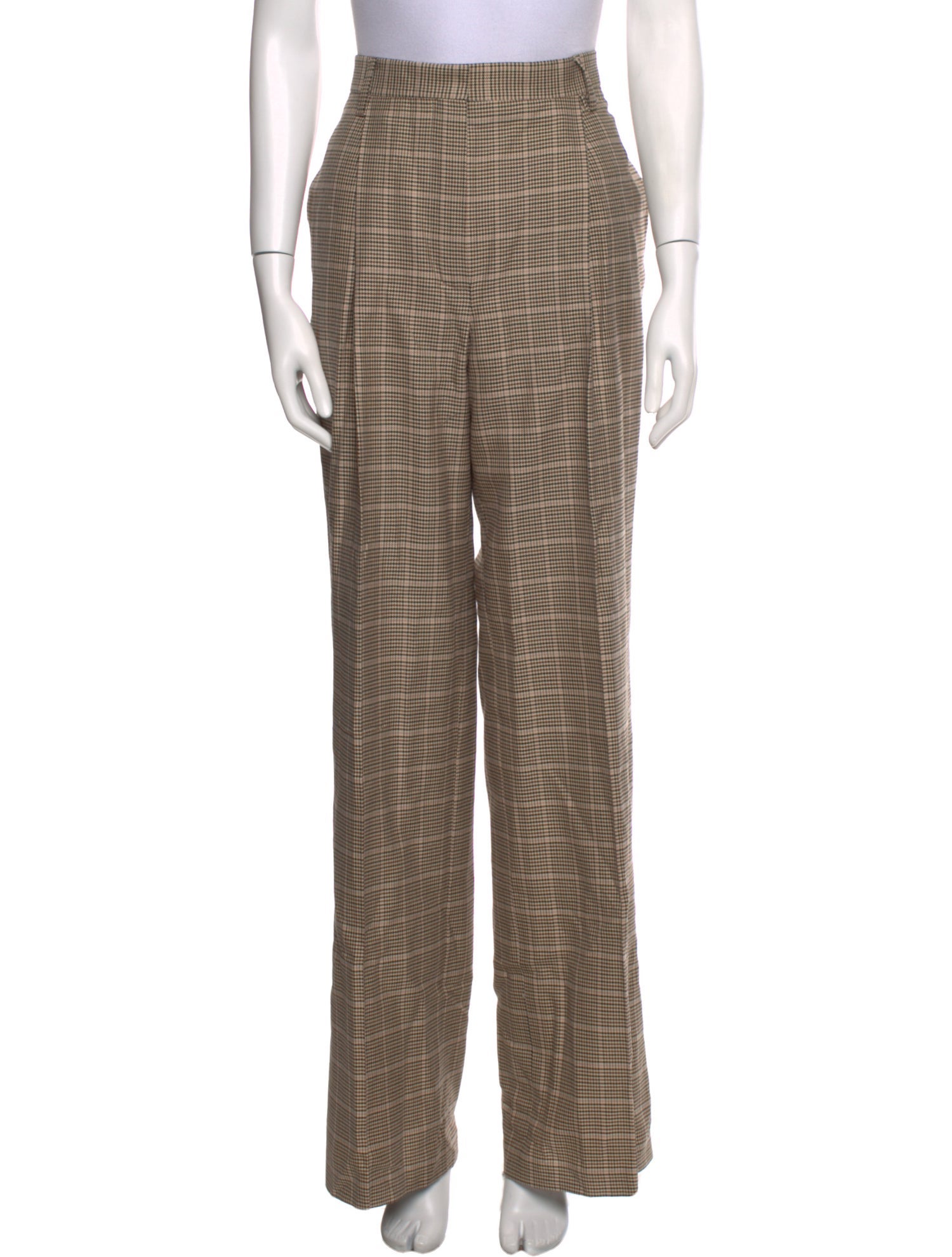 Dries Van Noten Plaid Print Wide Leg Pants