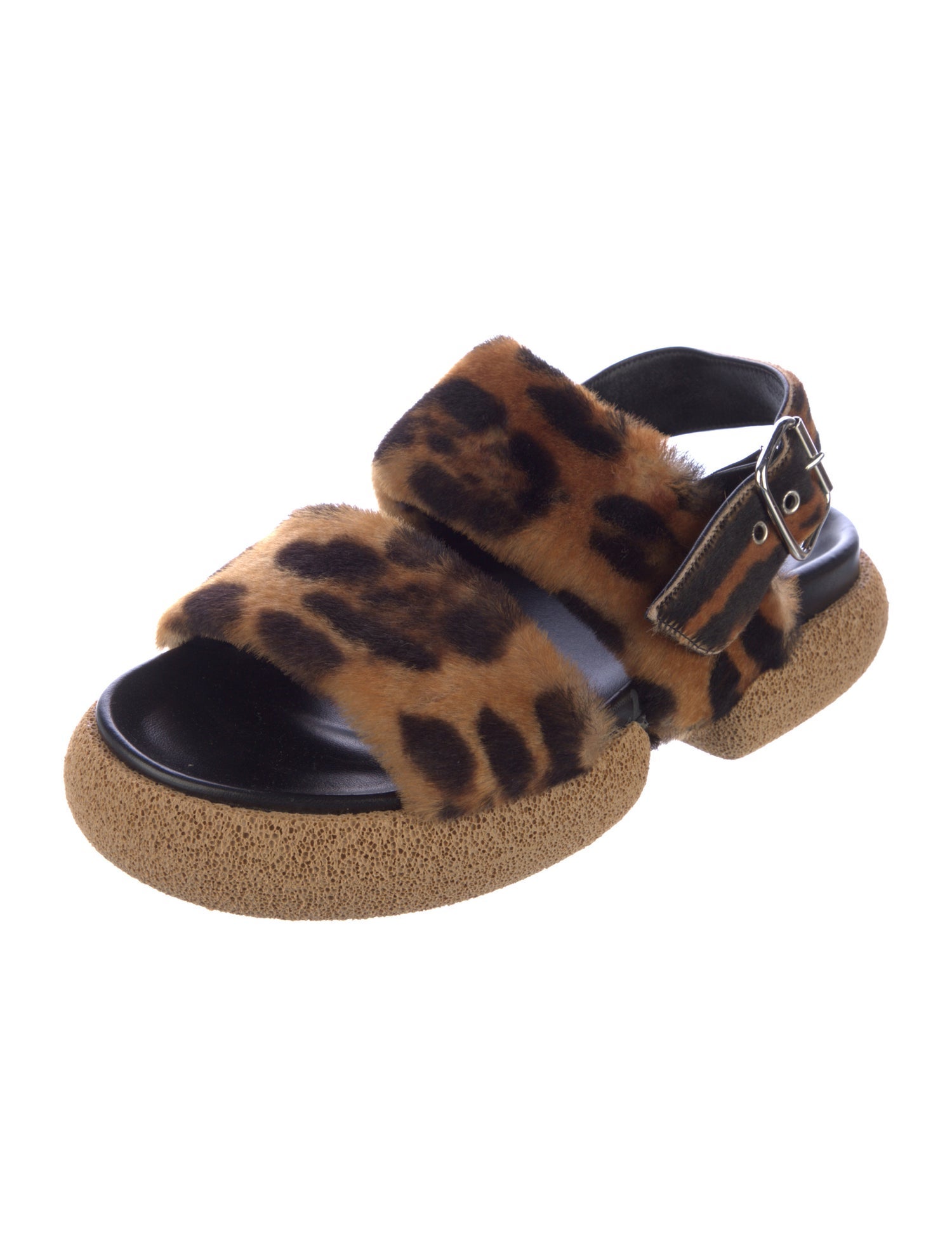 Dries Van Noten Leather Animal Print Slingback Sandals