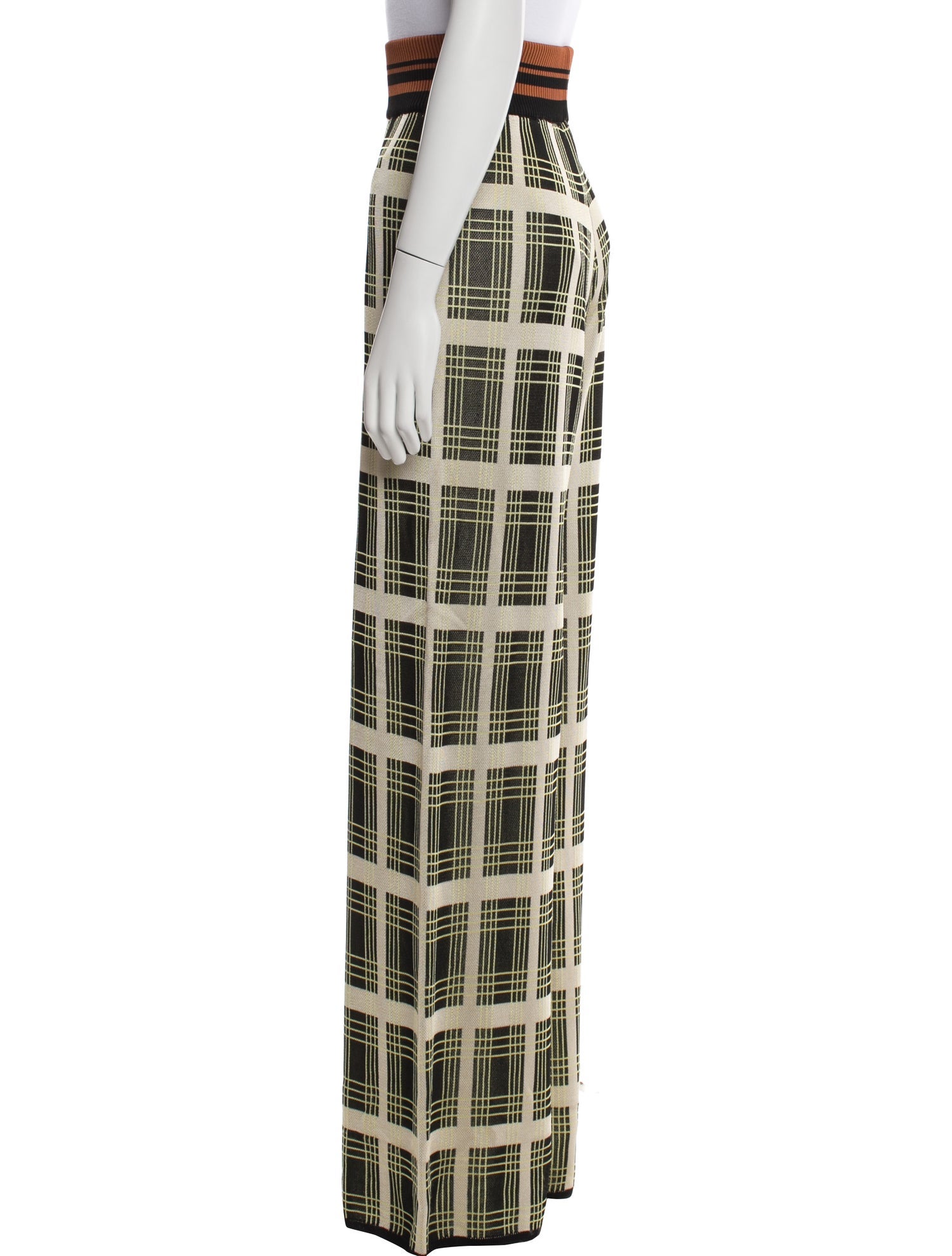 Dries Van Noten Plaid Print Wide Leg Pants