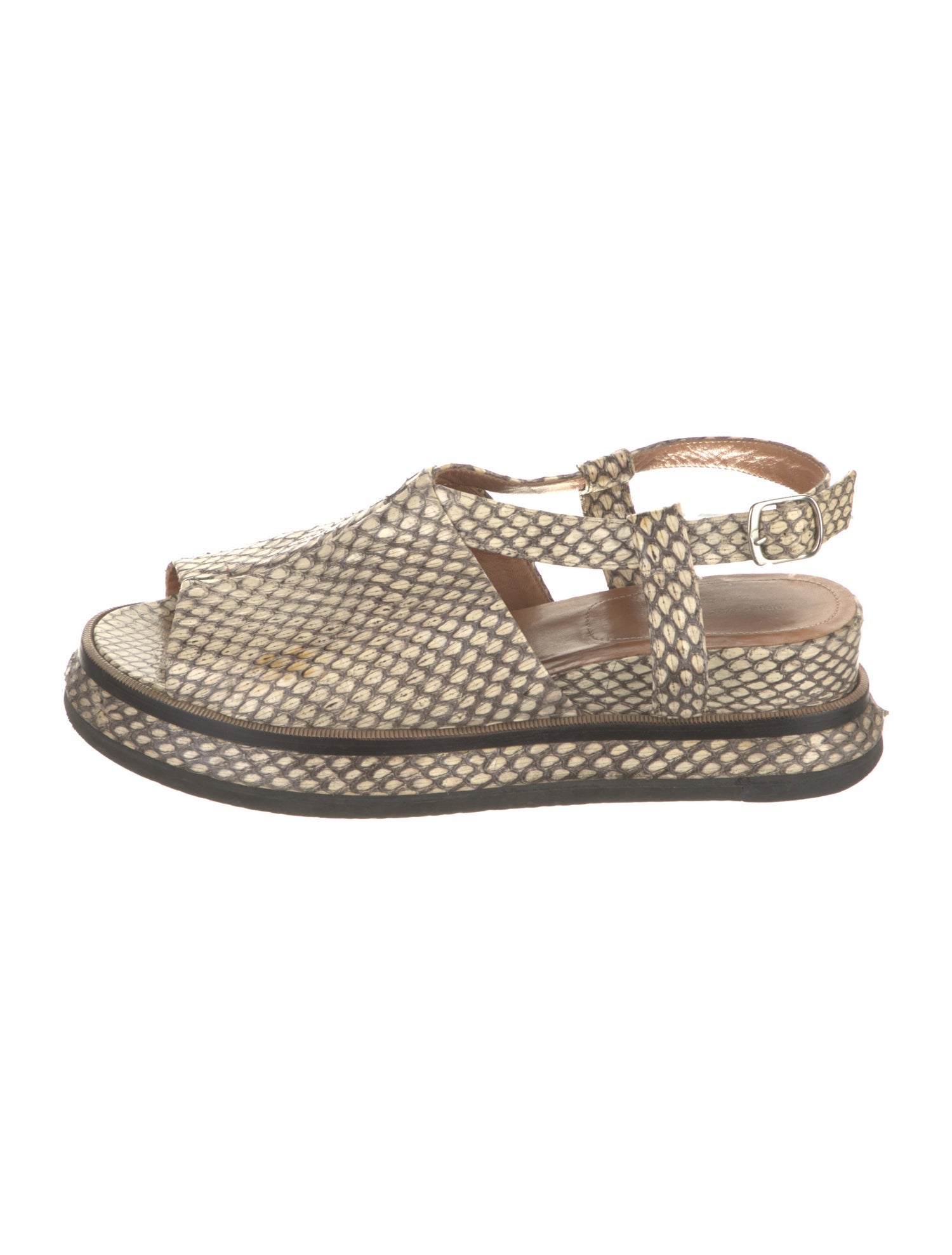 Dries Van Noten Snakeskin Slingback Flats